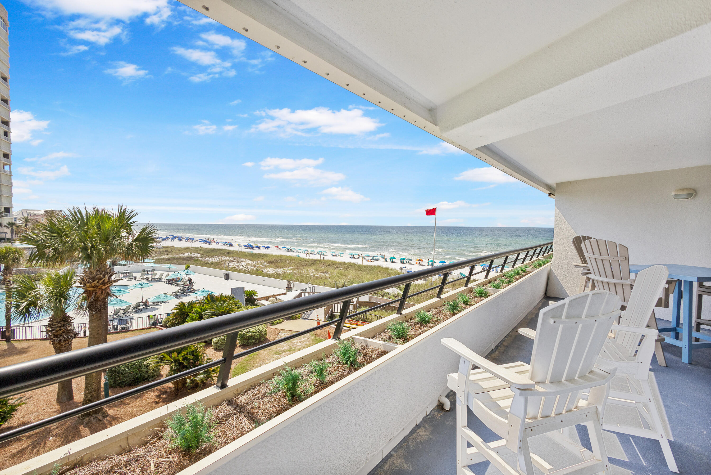 Welcome to your beachfront escape at Edgewater Beach—where stunning Gulf views and resort-style living come together. This beautifully updated and fully furnished condo features a light, coastal design with tile flooring throughout and a spacious open layout perfect for relaxing or entertaining.
Step onto the oversized balcony to enjoy your morning coffee or evening cocktail while taking in sweeping views of the Gulf of Mexico. Inside, the kitchen is equipped with stainless steel appliances—all replaced within the last three years—quartz countertops, and a full-sized washer and dryer.
The Gulf-front primary suite offers private balcony access and an en suite bathroom, while the guest bedroom provides plenty of space for family and guests. Additional upgrades include a new HVAC system and hot water heater, both replaced in 2022.

Edgewater Beach offers top-notch amenities, including 425 feet of private beachfront, a large resort-style pool with tiki hut, fitness center, playground, shuffleboard, and a basketball court.

Whether you're seeking a relaxing second home or a strong investment opportunity, this condo delivers the best of beachside living in one of the Emerald Coast's most desirable communities.