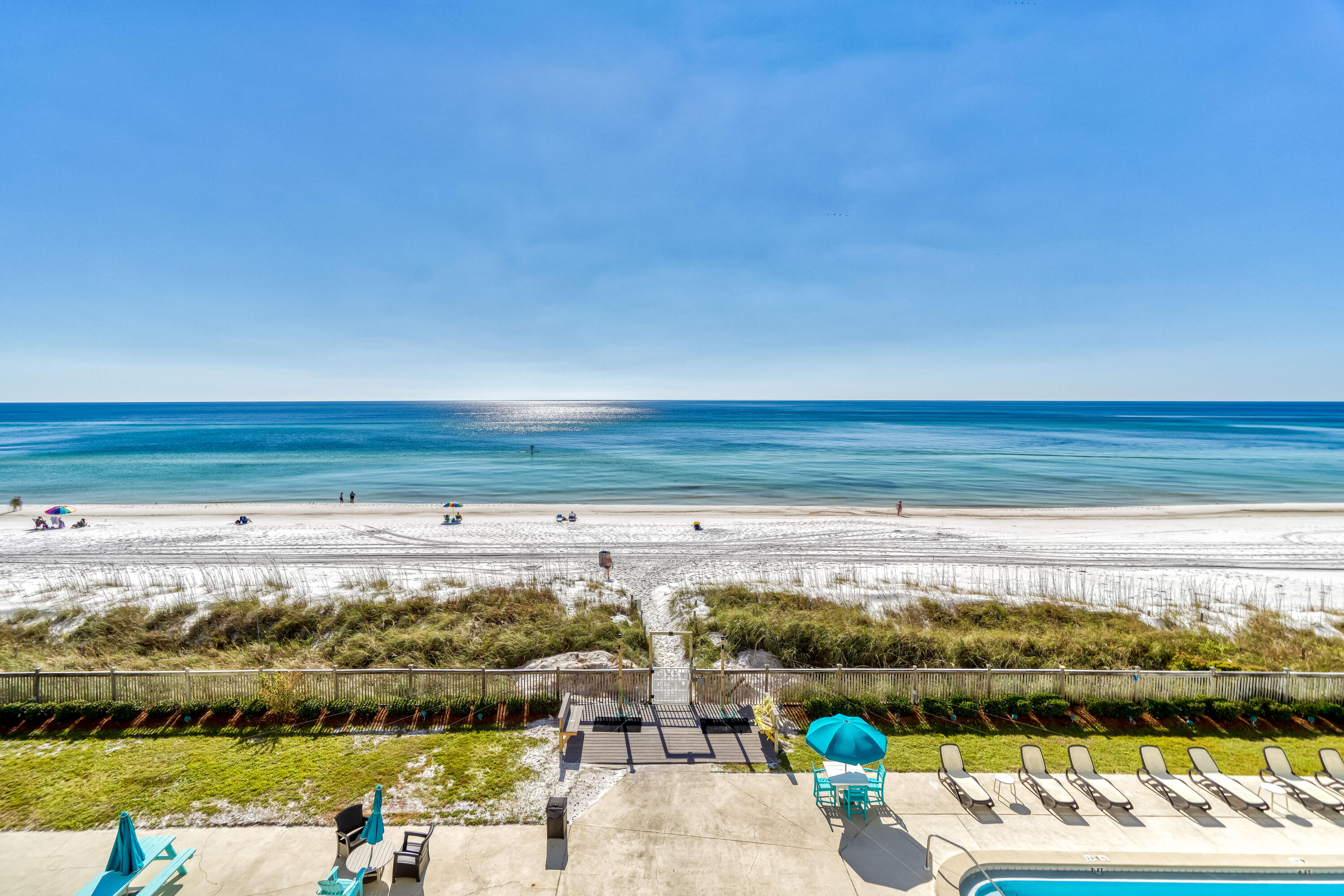 Rare opportunity to own at Mariner West! These condos do not come available often and this one is priced to sell at $314,900. This one bedroom, two bathroom condo is beach front with a nice size covered balcony. It is located Gulf front on the quiet Thomas Drive corridor. Mariner West 406 would be a great rental property, second home or primary residence for someone.  The amenities include a heated pool, tennis and shuffle courts, owners lounge and an outdoor grilling area. The building was recently renovated with all new windows and doors, new railings, exterior painted including the floors and the pool was redone 2 years ago! Call today for more information or to schedule a showing!