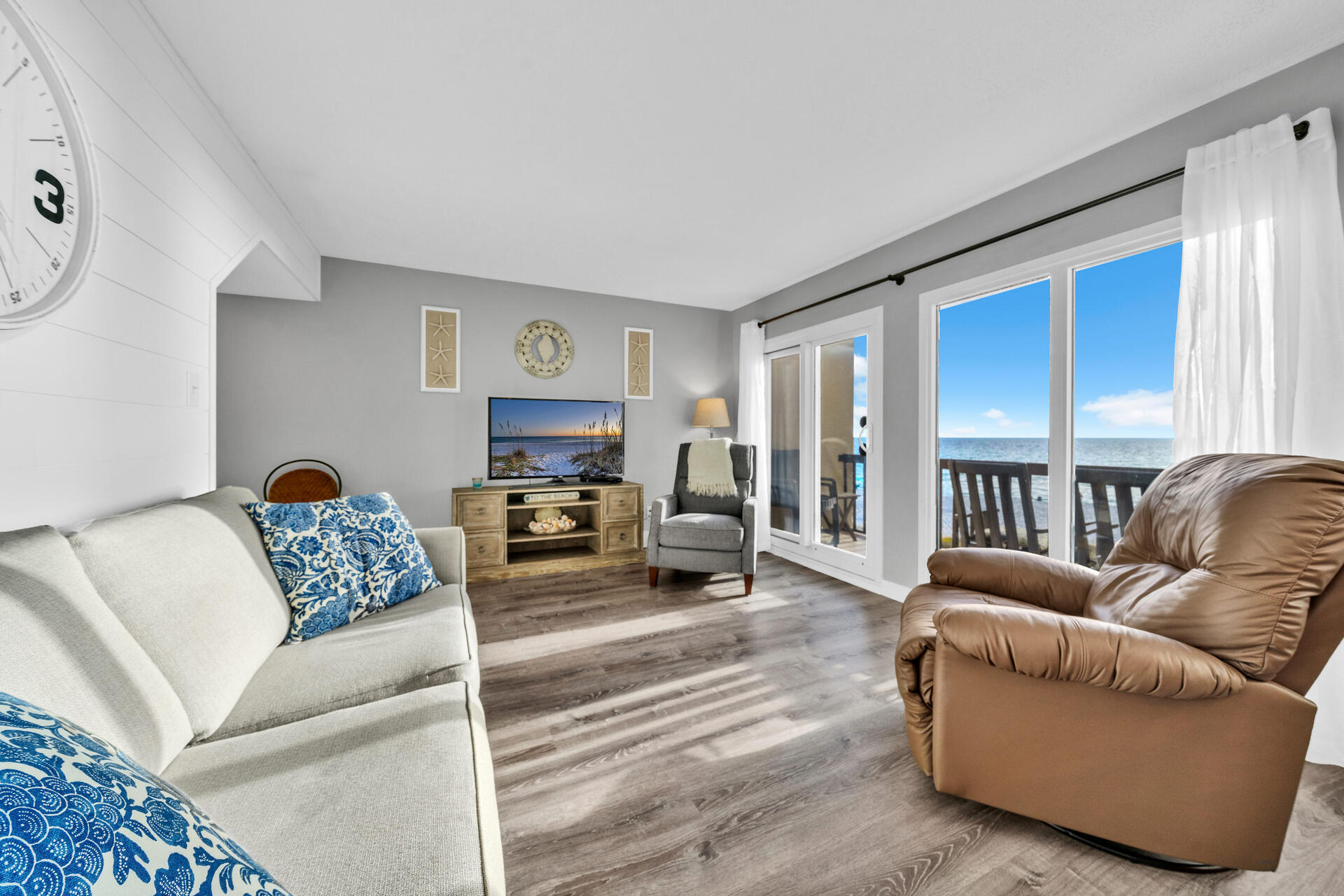Gulf views welcome you home for you to indulge in coastal living at its finest with this luxurious condo! Nestled in the serene community of Carillon, this 2-bed, 2.5-bath haven offers more than just a home—it's a lifestyle. Immerse yourself in the breathtaking Gulf views that greet you from both the living space and bedroom, creating a daily spectacle of nature's beauty.

Come inside and discover a meticulously crafted retreat, boasting custom built renovations that elevate every corner. Modern elegance meets functional design with custom cabinets, built-ins, and wall-mounted nightstands in the bedrooms, offering both style and convenience. The entire space is a testament to coastal chic, flooded with the warm Florida sunshine that complements the contemporary furnishings seamlessly. Fully furnished and thoughtfully designed, this condo is ready to become your personal oasis. Imagine waking up to the sound of waves and retiring to a living space that seamlessly blends indoor and outdoor living. With Scenic 30A just minutes away, you're not just buying a home; you're gaining access to a lifestyle of leisure and coastal charm.