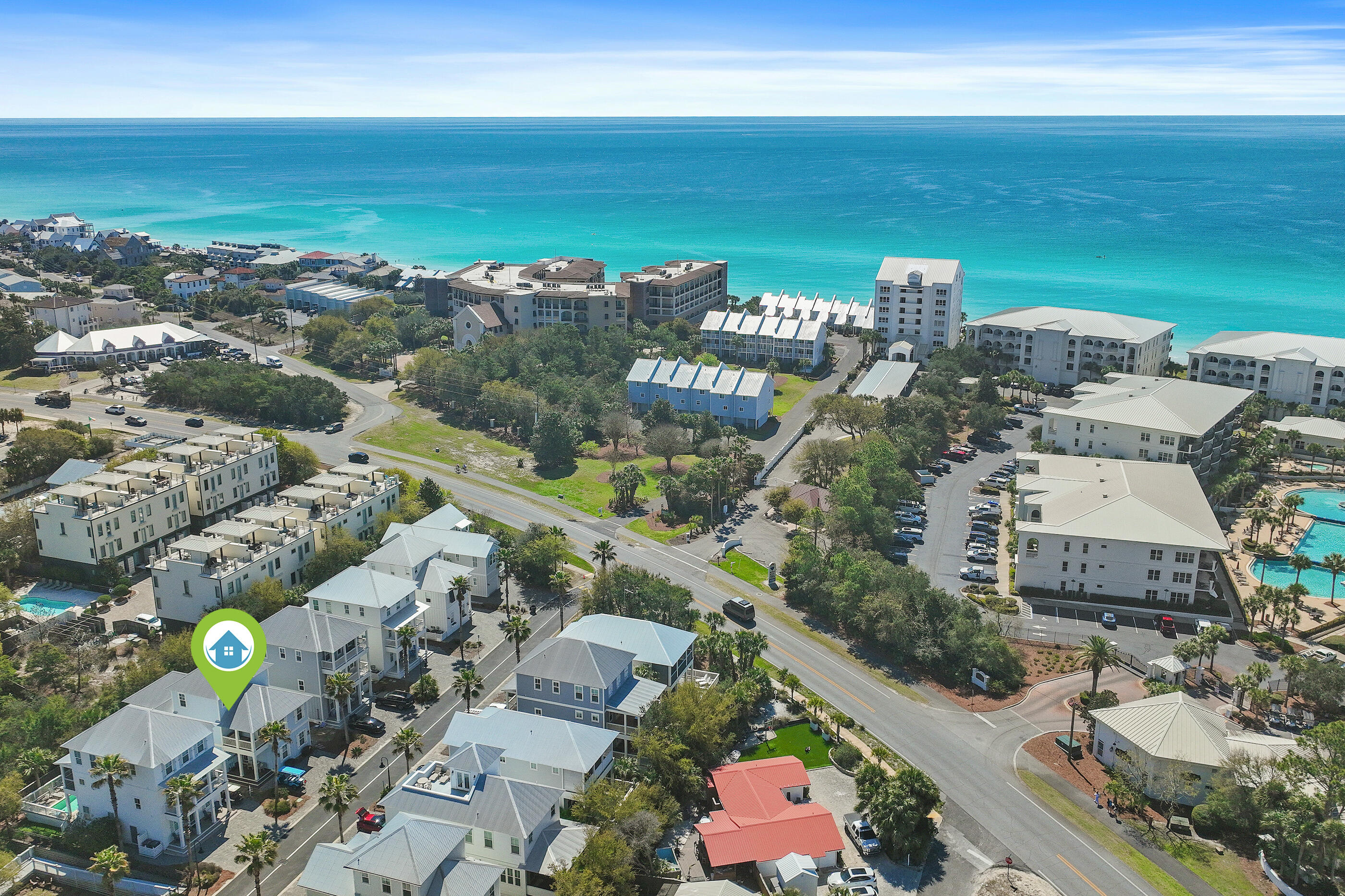 Ideally positioned in the heart of Blue Mountain Beach along iconic Scenic Highway 30A, this exceptional residence offers an elevated take on Gulf Coast living--just moments from the area's famed sugar-white sands and emerald waters. Thoughtfully designed to embrace its surroundings, the home seamlessly blends refined coastal interiors with expansive outdoor living. The main level showcases an open-concept living area, where a grand set of French doors invites natural light and opens effortlessly to the covered porch and private heated pool--creating a seamless indoor-outdoor experience. This level also features a spacious primary suite, offering the ease and comfort of first-floor living. Upstairs, a second primary suite serves as a tranquil retreat, complete with a generous private outdoor living area--perfect for savoring peaceful mornings or unwinding against a backdrop of coastal sunsets. An additional guest bedroom with its own ensuite bath ensures comfort and privacy for visitors. Crowning the home, the third floor is a true standout: an expansive bunk and entertainment room with five custom-built bunks, thoughtfully designed to accommodate guests and create unforgettable gatherings.

Multiple private balconies throughout the home invite you to take in the coastal breeze, while the outdoor spaces are designed to impress at every turn. The beautifully landscaped backyard feels like a private resort, featuring a sparkling heated pool, a covered lounge with ceiling fans for shaded relaxation, and a dedicated grilling area perfect for al fresco dining under the stars.

Perfectly situated to enjoy the very best of 30A, this home places you just minutes from beloved local restaurants, charming cafés, artisan bakeries, and scenic bike paths--delivering a lifestyle defined by coastal beauty, convenience, and understated luxury.