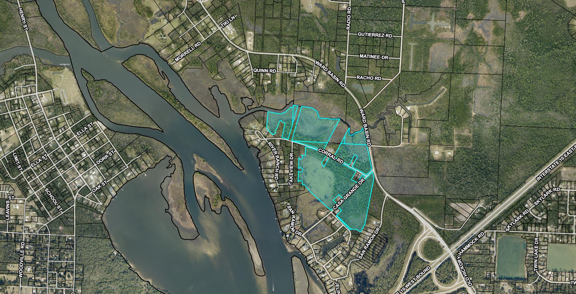 Here is one of the few opportunities in Florida to own a large amount of pristine waterfront! The property consists of multiple parcels, which combine to over 95 acres. On Corral Road there is waterfront on either side with one side being on Pelican Bayou and the other a lagoon that was originally dug out in the 1800's to get clay to build Fort Pickens and Fort Barrancas. There is a conservation easement that was given to allow fill dirt, and two docks were also constructed to provide water access. The Casa Grande Rd contains a large parcel with no easements. This property is a beautiful wilderness that has easy access via car or boat to Milton, is just off I-10 and close to Pensacola. Owners preferred buyer is a conservation group.