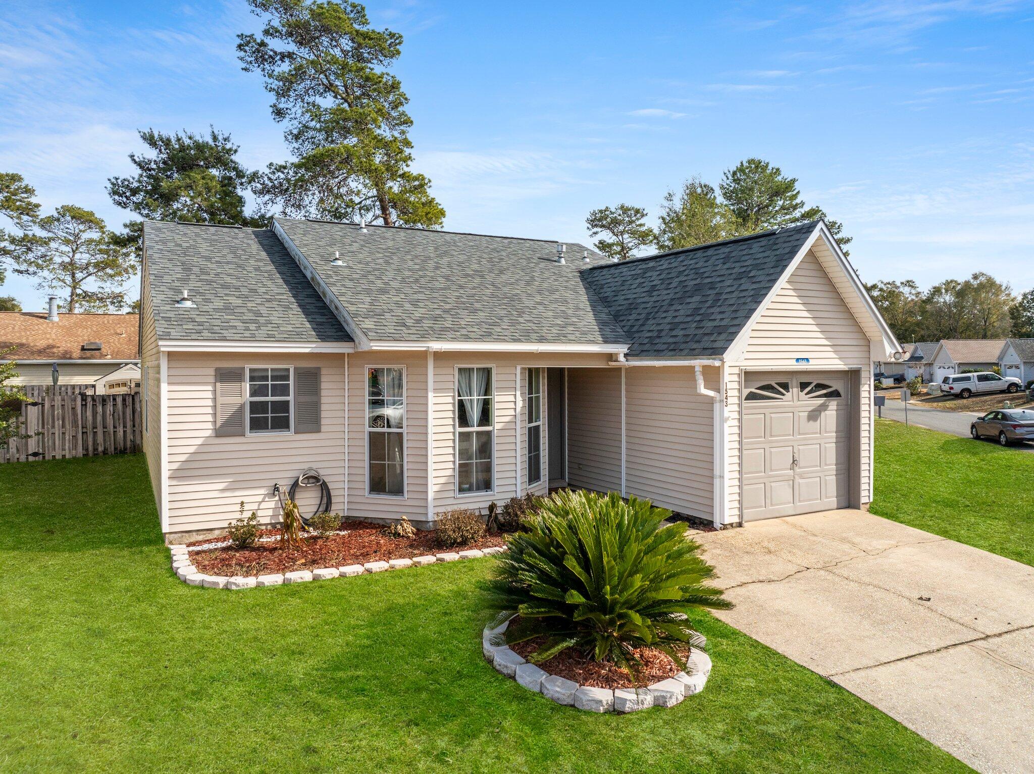 Nothing beats living central to everything the Emerald Coast has to offer. This 3 bedroom, 2 bath home is a delight located at the end of a quiet street in Blue Pine Village in the sought after Bluewater Bay area. Quality finishes throughout this one-story Florida cottage. The foyer greets and flows into the kitchen with granite countertops, new dishwasher, stainless steel appliances, huge pantry, designer backsplash and breakfast bar. Highly desired open floor plan flows into the great room with vaulted ceilings and stone gas fireplace. Zero carpet with beautiful tile flooring throughout entire home. This split floor plan has two additional bedrooms with closets and ceiling fans. Master bathroom features double vanities with granite countertops, huge tile shower plus linen closet. A single-car garage with automatic door, extra storage and painted epoxy floor. Exterior features include a covered patio overlooking the private fenced yard with raised backyard deck! The immediate community amenities include a pool. This home is truly a MUST see. Easy access to Eglin AFB and the EOD school, and minutes to the Mid-Bay Bridge connector. SOME FURNISHINGS CAN BE INCLUDED UPON REQUEST. Call us today for a showing!