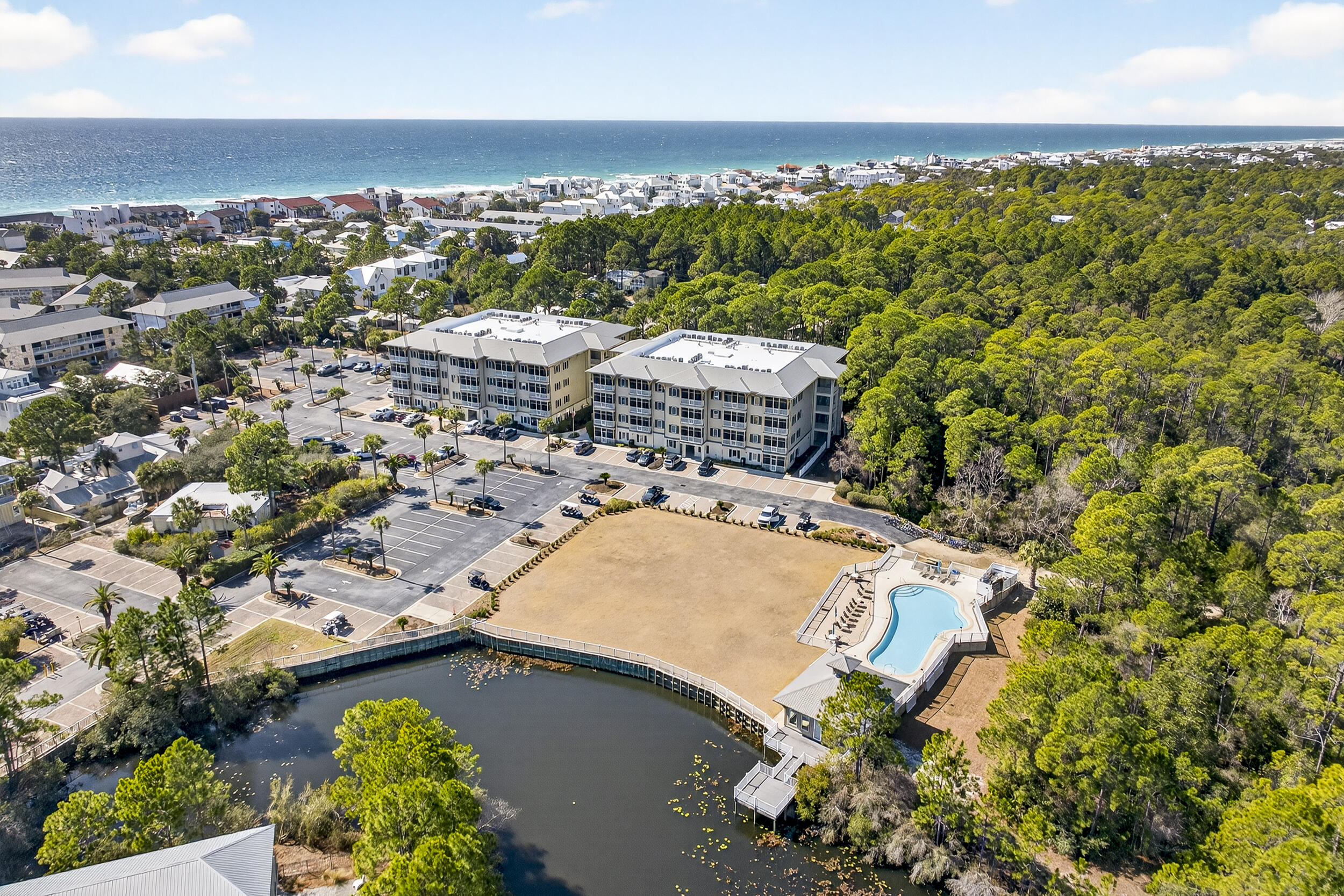 Welcome to Seagrove Highlands Unit 1305, a beautifully maintained end-unit condominium ideally situated in the heart of Seagrove Beach along Scenic Highway 30A. Located on the third floor, this 3-bedroom, 2-bath residence offers privacy, natural light, and serene wooded views from its private screened balcony—the perfect spot to relax with your morning coffee or evening cocktail.
Designed with an open-concept floor plan, the living and dining areas feel light and expansive, enhanced by abundant sunlight and seamless indoor-outdoor flow. This condo has been lovingly cared for, is fully furnished, and is truly move-in or rental ready. Seagrove Highlands is a gated community offering ample parking and an impressive array of amenities, including a resort-style swimming pool, clubhouse, walking trails, and a picturesque pier overlooking the lake. For beach lovers, you'll appreciate being just moments from two public beach accesses, making it easy to enjoy the sugar-white sands and emerald waters of 30A.
Whether you're searching for a primary residence, second home, or a strong rental investment, this condo delivers the ideal blend of comfort, convenience, and coastal lifestylejust steps from dining, shopping, biking, and all that 30A has to offer.