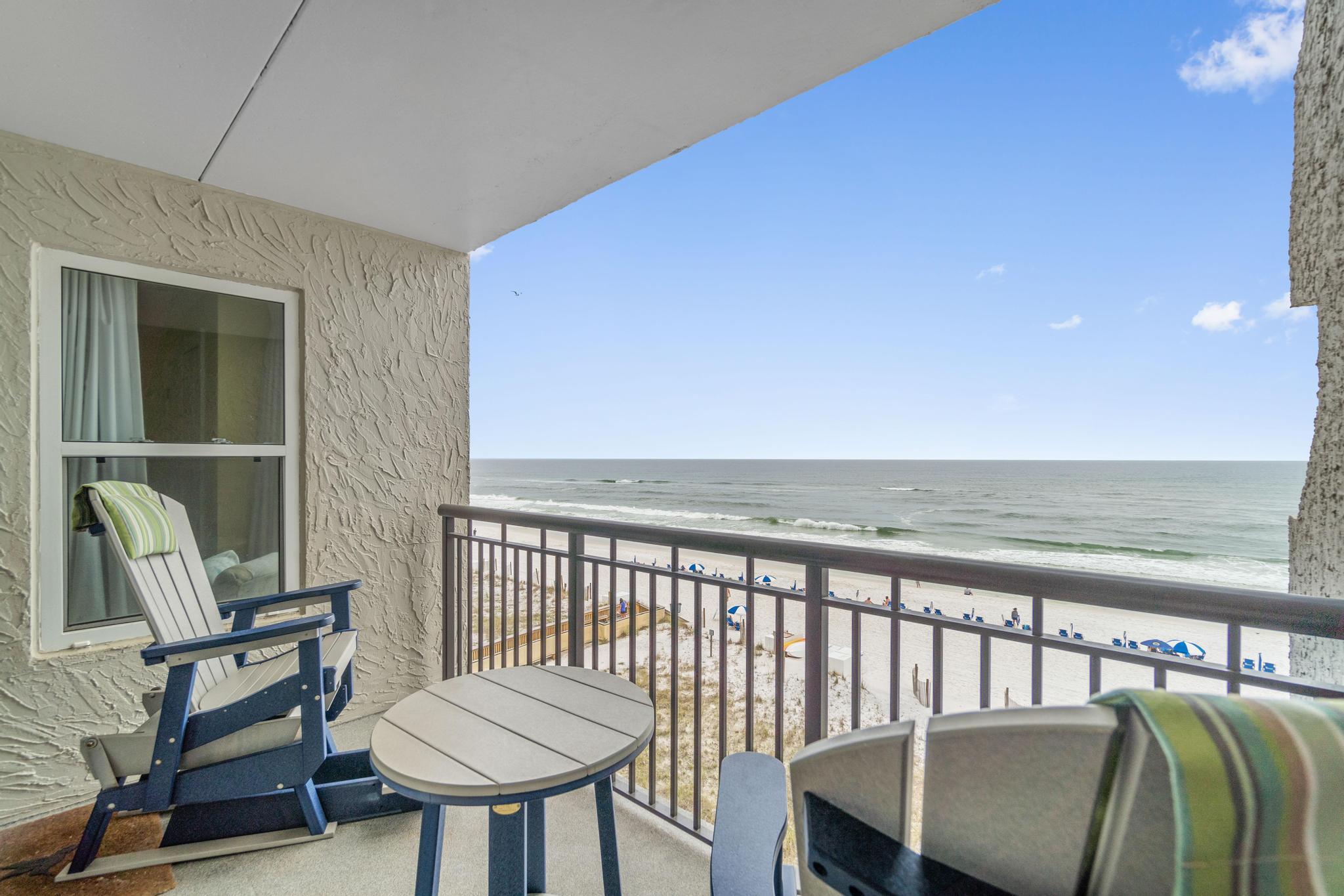 *Easy show until 5/8 and then booked solid* Welcome to 5L at Island Echos! This beautifully and recently updated 2BR/2BA, gulf front 5th floor unit is being offered fully furnished and decorated offering spectacular gulf views. Sleeping 6 with a king bed in the gulf front owner's room, two twin beds in the second bedroom, and a queen sleeper sofa this is the perfect retreat and/or investment property with gross rental revenue last year at over $51k and with increased rents this year rental projections up to $60k. You'll love this well maintained and thoughtfully updated condo with a great list of recent updates to include new luxury vinyl plank flooring throughout, granite counters, stainless appliances, a gorgeous tiled master shower, and crown molding throughout with no popcorn ceilings. Although there is a laundry facility on site this unit conveniently has its own stackable washer and dryer inside as well as an interior owner's closet! Enjoy the views from the private balcony while relaxing in the polywood rocking chairs. Island Echos is a well managed gated community and a very popular destination on Okaloosa Island! Amenities include a seasonally heated gulf front pool, shuffleboard, lighted tennis court, exercise room, party room for owners, a BBQ area, and direct gulf front access. Owner pets are allowed. A recent building renovation included exterior building repainting, balcony floorings and railings redone, parking lot repaved, and currently the East and West stairwells are being done and nearing completion.