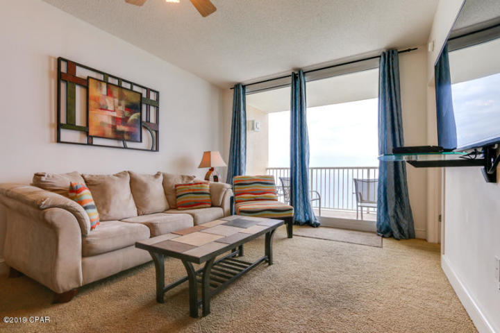 Few places can capture the magic of the Emerald Coast and the beaches of Panama City Beach. This lovely condo at Majestic Beach Towers does. The pinnacle of Gulf front living, this fully furnished, 3 bedroom, 2 bath condo at Majestic Beach Towers is a must see. The prime 17th floor location allows for unsurpassed views of the Gulf of Mexico. This large, clean condo offers a spacious floor plan and seaside inspired interiors. Gulf front Master Suite has direct access to large balcony. Fully stocked kitchen with an island and breakfast bar, wet bar with ice maker, a large laundry room with extra storage. Turnkey and rental ready! Majestic has some of the best, most consistent rental income on the beach.