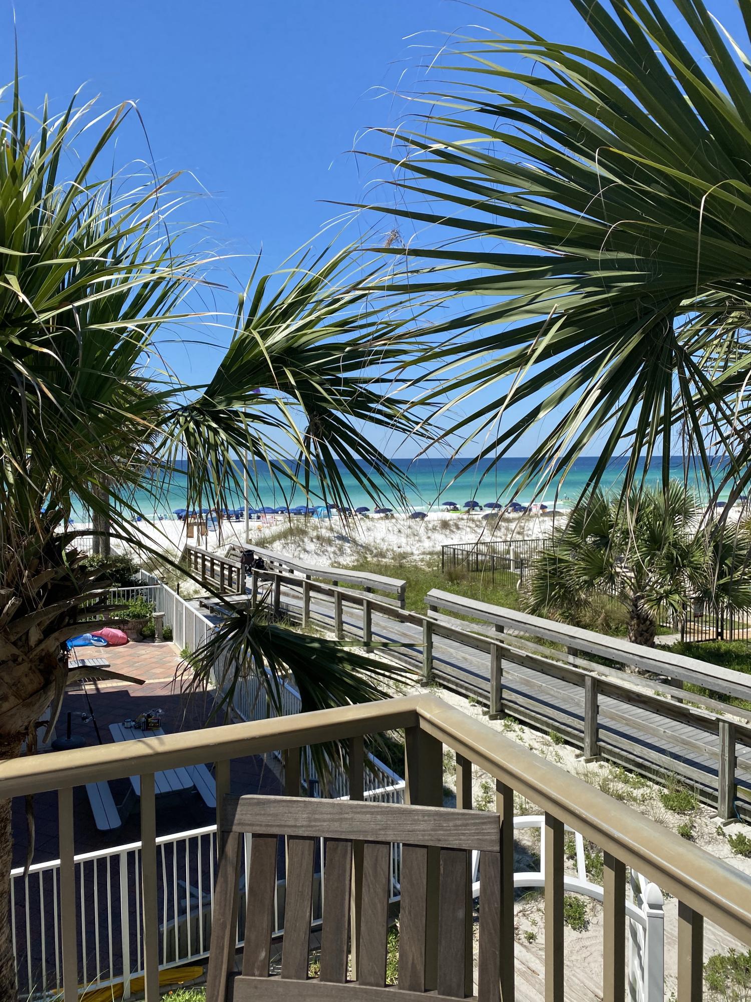 Situated in the X flood zone means NO flood insurance required!This perfect Beach House is just step away from the white sands and beautiful Gulf waters. South of Scenic Gulf Drive with your own private gate access to the beach walkover. Over 1,500 SqFt of both covered and open wrap around decks boasting sensational Gulf views. A huge gourmet kitchen, wet bar, dining and living room with two Master suites and a Bunk Room occupy the main level. The ground level boasts another complete home with full kitchen, dining and living room, four additional guest bedrooms and three full baths. This home currently sleeps 20 people comfortably and has excellent investment potential. Sold fully furnished.