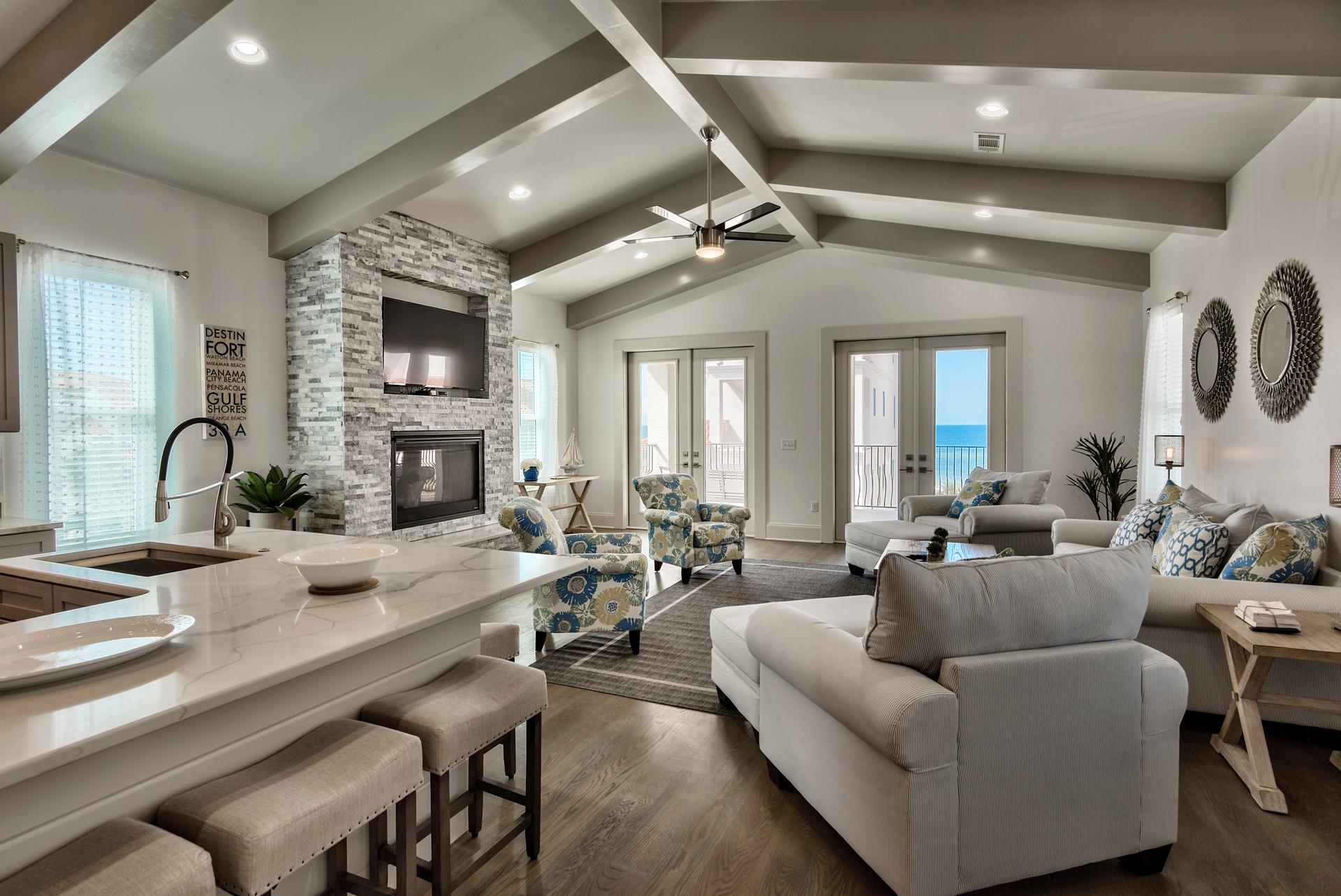 Escape to luxury beach living at the private, Mediterranean gated community of Vizcaya at Dune Allen of 30A. Phenomenal brand new construction offering exceptional views of the Gulf and luxurious finishes throughout. This exceptional Gulf view lot is located on the west end of the community near the amenities and is just one tier back from the Gulf with easy access to the private beach boardwalk. The main living area and kitchen is positioned on the top floor to maximize the Gulf views and features elegant stained oak flooring. Craftsman touches like the custom beams & cathedral ceilings create a beautiful spacious setting. Enjoy an expansive oversized wraparound balcony with 13 ft depth - a true extension of the home and perfect place to take in the Gulf views, relax, dine & entertain! The home features a very open floor plan, a 2-car garage, private elevator, brand new coastal decor, 10 foot ceilings on the 1st & second floor and cathedral ceilings on the top floor. There is a custom top of the line kitchen with stainless steel appliances, gas range, beautiful Quartz countertops & breakfast bar island, contemporary cabinets, classic subway tile backsplash and a pantry. The living area is very inviting with the custom stone tiled gas fireplace and picturesque views. Plenty of room to relax or entertain along with a large flat screen TV. There is a formal dining room with beautiful natural light and stunning oak floors on the top and second level. 

The master suite is located on the second level and is beautifully done. This room is very spacious with a king bed, walk-in closet and breathtaking en-suite master bathroom. The master bath tile extends from the floor to the walls for a unique contemporary look. There is a double vanity, Quartz countertops, separate custom tiled shower and Jacuzzi tub to unwind in. There are two spacious guest bedrooms on this level as well, one with a queen bed and the other with two full beds. There is a lovely shared guest bathroom with tile floors, Quartz countertops and contemporary cabinets. The first floor features two bedroom both with en-suite bathrooms for convenience and privacy. Both rooms features contemporary tile flooring and one room is being used as a deluxe bunk room which is great for rentals! There is a laundry room on this level with a full size washer & dryer and upper shelving. This home is sure to impress and is being sold fully furnished & decorated. It is currently a beach rental with ResortQuest by Wyndham Vacation Rentals and is projected to gross nearly $185,000! Vizcaya is a low density quiet oasis with only 32 residences offering a private pool with bar area, pool cabanas and three beach walk overs providing easy access to 1,000 feet of beach frontage for your personal enjoyment. This is a phenomenal opportunity!