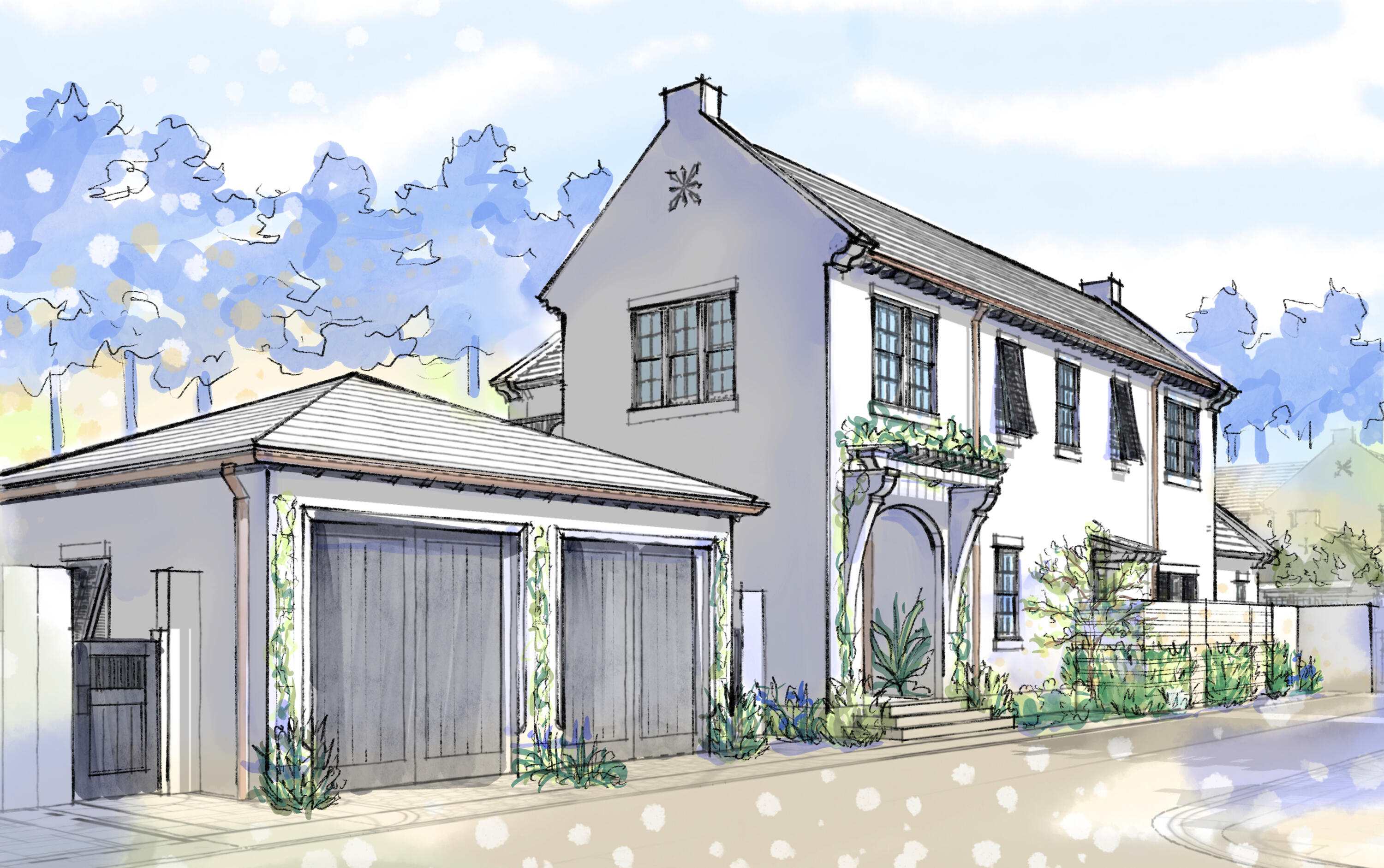 This Somerset Home in the GG Block, features streetscapes characterized by white garden walls that open onto a rugged natural landscape. A neighborhood that is bit more ''Country'' than ''Town.'' Much emphasis was placed on outdoor living with an open arrangement of interior spaces extending outdoors with garden rooms and courtyards shaded by trellises and arbors. Outdoor gathering places with firepit alcoves, water features, thoughtfully placed pools, covered summer kitchens and bars, and screened garden rooms are designed to maximize each property's use and enjoyment. This Homesite fronts the 20-acre Nature Preserve, in close proximity to the The Silva amenity to be delivered in the GG Block. The Silva will be comprised of a central event lawn, an enclosed pavilion opening onto the event lawn, pool, and covered terrace with bar and café.