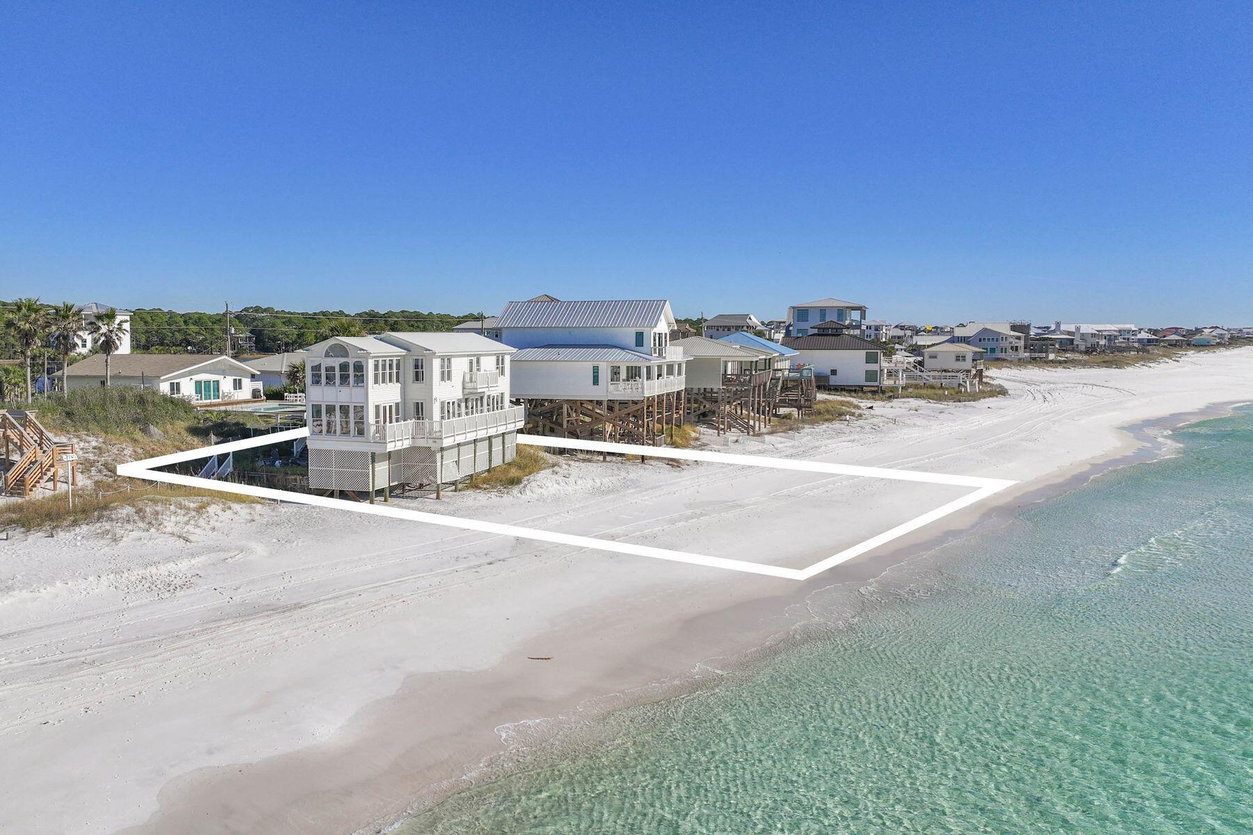 Perched on one of the largest gulf-front parcels in Dune Allen, this extraordinary retreat offers 100 feet of pristine shoreline and a front-row seat to Florida's most captivating sunsets. With floor-to-ceiling windows lining the western side, the home opens up to unbroken views down the beach to Sandestin — coastline and sea on full display from nearly every angle.  

Inside, the design celebrates light and space. Each of the four bedrooms offers unobstructed gulf views, with the primary suite featuring its own sitting area and panoramic backdrop of the water. The main floor offers generous living and dining areas, a thoughtfully arranged kitchen, guest suite, and multiple spots for lounging or entertaining — all framed by sweeping vistas and the sound of the surf. Upstairs, the... layout continues to impress with additional guest bedrooms and a spa-like master bath.

Recently updated with all-new windows (2025), the home also features a private bonfire pit, 100 feet of deeded beach access, and a beach setup of four chairs and two umbrellas, provided seasonally. With no HOA or covenants and a strong rental history in place, this .45-acre property combines the rarest elements: privacy, income potential, and an unbeatable beachfront location.

Located just moments from Gulf Place, Oyster Lake, and the vibrant 30A corridor, this is more than a home, it's a legacy coastal haven where the sea, sky, and sand come together in spectacular harmony.  Reach out our way today for your private viewing.