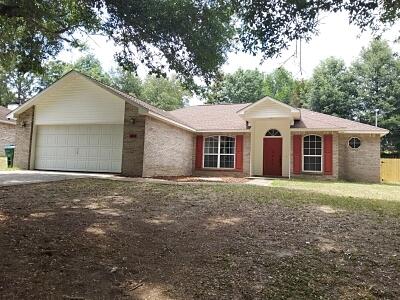 Great 3 bedroom 2 bath home in South Crestview!  Open concept floor plan with split bedrooms.  Home features large kitchen with breakfast bar, breakfast nook, separate formal dining area, fireplace, LVT flooring in main areas, & new sliding glass door (coming June), that lead to the backyard with new deck, new fence, &  new retaining wall.  There is ample space for entertaining & the potential for a pool or other amenity. Roof 2019.  Buyer to verify all dimensions.