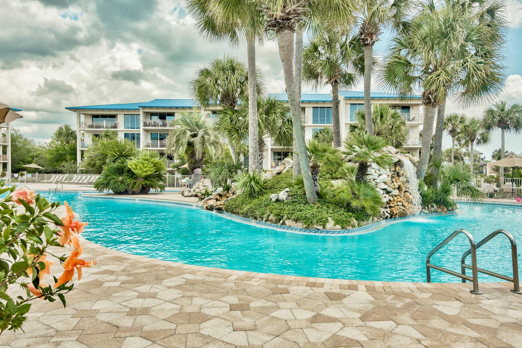 Welcome to High Pointe, a gated community on the South Side of Scenic 30A located between Rosemary and Alys Beach. This two-bedroom, two-bathroom condo is for sale and being sold furnished. Enjoy convenient access to the lagoon pool, hot tub, and private beach by walking straight out from your private covered porch. Tile floors run throughout the living areas. The master bedroom has beautiful views of the vegetation and lagoon pool and also has access to the private patio area. The kitchen has granite countertops and plenty of space for gathering. Both bedrooms are spacious, and the condo has a washer and dryer as well. High Pointe has tennis courts, a lagoon pool, hot tub, shuffleboard, beach access, playground, and Crabby Steve's, a water-front restaurant and bar! No car needed. Enjoy walking or biking to all the shops and restaurants in Alys, Rosemary, the Village of South Walton and Seacrest Beach!