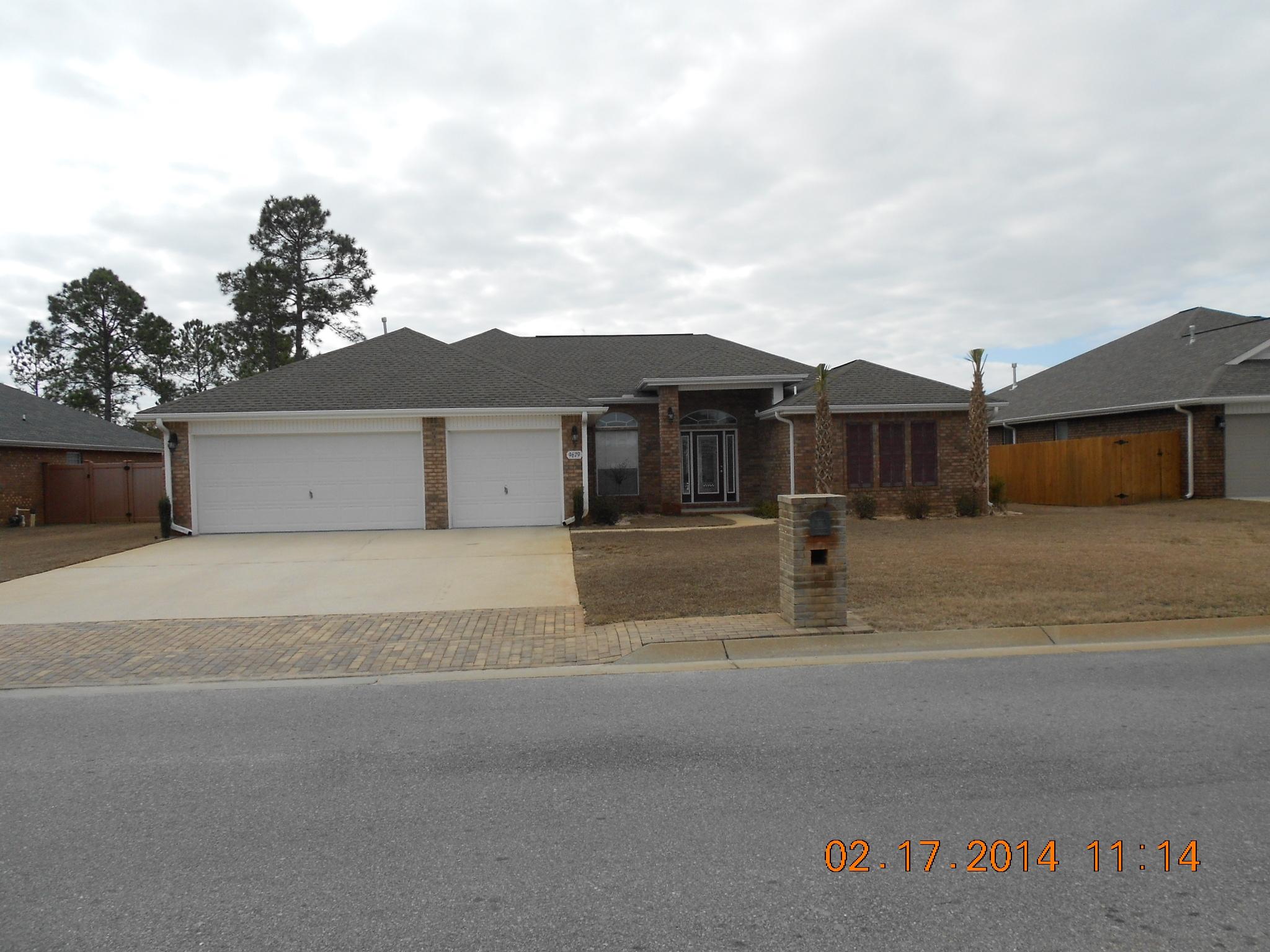 This is home!!! Over 2600 s.f. of beauty! 2 living areas and split bedroom plan. Master bedroom has marble shower and jetted marble garden tub and cultured marble vanities. Separate his and hers walk in closets. Kitchen is open to family room with gas fireplace. HUGE 3 car garage and lawn pump and sprinkler system. Great neighborhood and just minutes from Hurlburt with easy access to anywhere! Owner prefers NO PETS, but may consider 1 very small/mature pet.