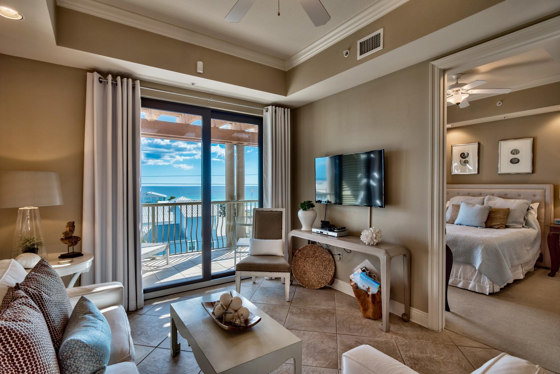 SHORT SALE. LESS THAN 100 STEPS TO THE GULF OF MEXICO! Premier location, fantastic Gulf views from almost every room & high quality construction & decor set this boutique condo aside. Tiled floors, 9 1/2 ft trayed ceilings, beautiful kitchen w/granite & SS appl, updated baths w/granite & laundry rm accent this wonderful condo. A spacious patio off the living rm & master provide terrific Gulf views, cool breezes & plenty of room for outdoor dining. Superbly located across the street from Ed Walline beach & the Shoppes & Restaurants at Gulf Place, & offering a community pool & over 5000 SF of retail on the 1st level, everything you need is within walking distance. Elegant presentation & luxurious design truly set Abacos, a boutique condominium w/just 13 units, in a class of its'own.