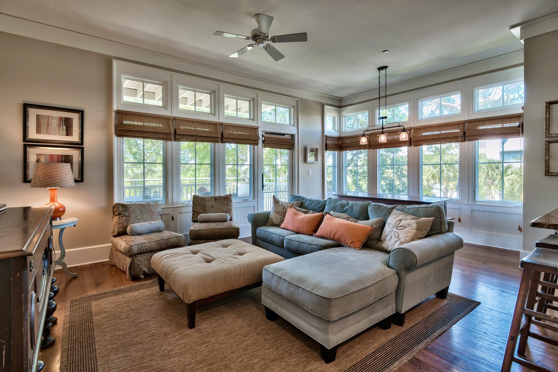 Charming Coastal Watercolor Condo
This two-story townhouse style condo comes decorated in warm Caribbean tones and features two comfortable outdoor living spaces. Both the 1st floor screened porch and the upstairs covered balcony offer opportunities for morning coffee, evening cocktails, or just relaxing after a beach day.  Just steps away from the newly renovated Gulf Front Beach Club, offering conveniently distanced dining, a Gulf front pool with an oversized sundeck, and canoe, kayak and sailing excursions. Sleeping configurations here are most accommodating for those who like to have their master suite on the first floor to provide extra privacy from the second bedroom and full bathroom upstairs. The floor plan is lovely, providing an open space to enjoy the galley kitchen while looking out into the roomy living and dining areas. The amenities in this home, as well as the attributes of the community are ideal for anyone who desires to live a peaceful beach lifestyle.