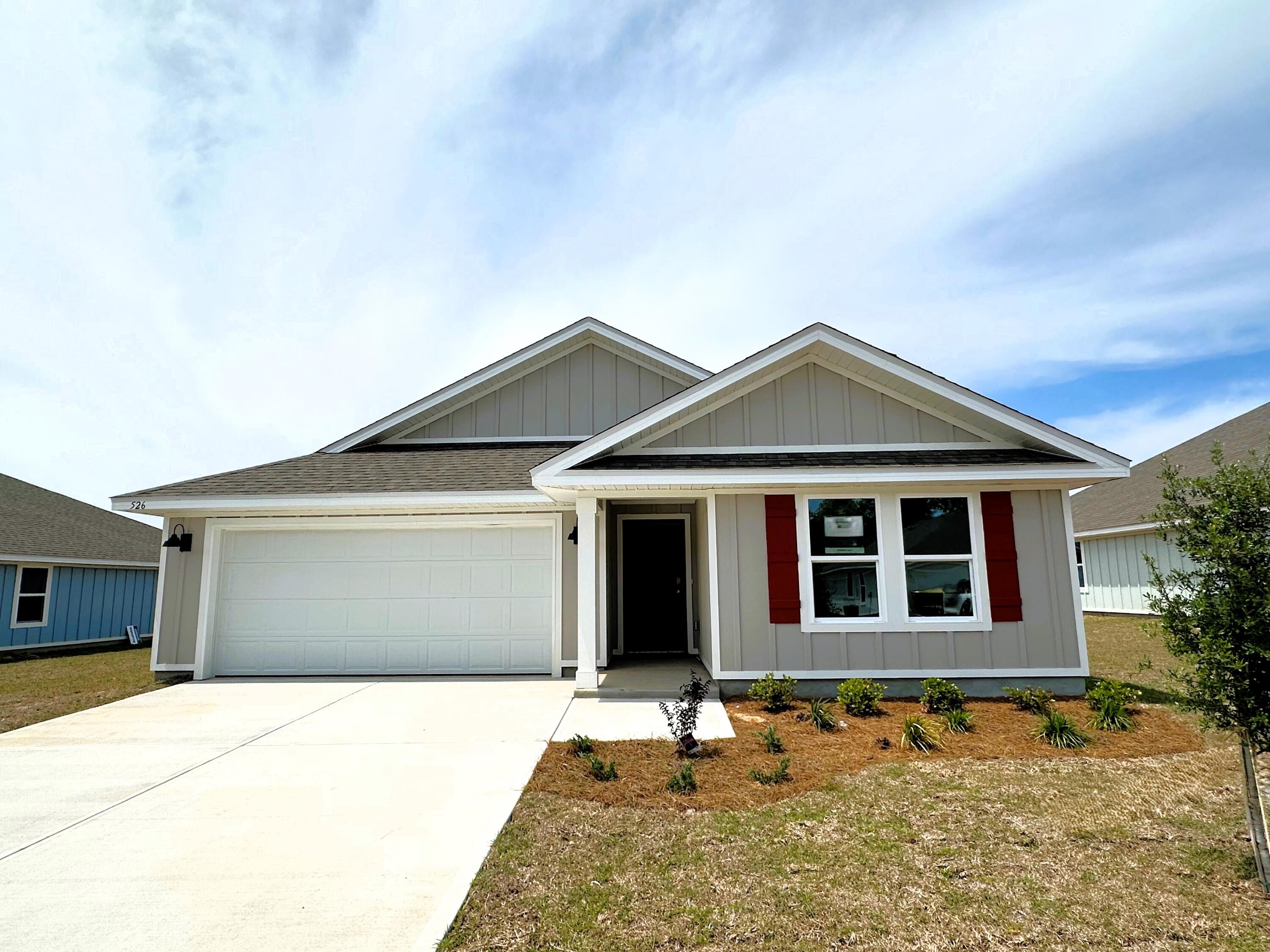 FABULOUS brand-new design, the ''Lakeside'' floorplan Shoal River Landing Community. Fast Growing Crestview area. This highly desirable new floorplan provides an awesome OPEN concept, no wasted space, 5 beds, 3 baths, nice covered back patio & 2 car garage. Well-designed kitchen with granite countertops, beautiful stainless appliances, smooth top range, quiet dishwasher, built in microwave & a spacious dining area. Striking (EVP) wood look flooring, plush carpet in the bedrooms. The Smart Home Connect System includes several convenient devices. Popular durable Hardie board exterior adds charm to the classic craftsman exterior. Stylish curb appeal. Easy drive to the airport, military base, beaches at Ft. Walton, Destin & minutes to 'Blackstone Golf Course.