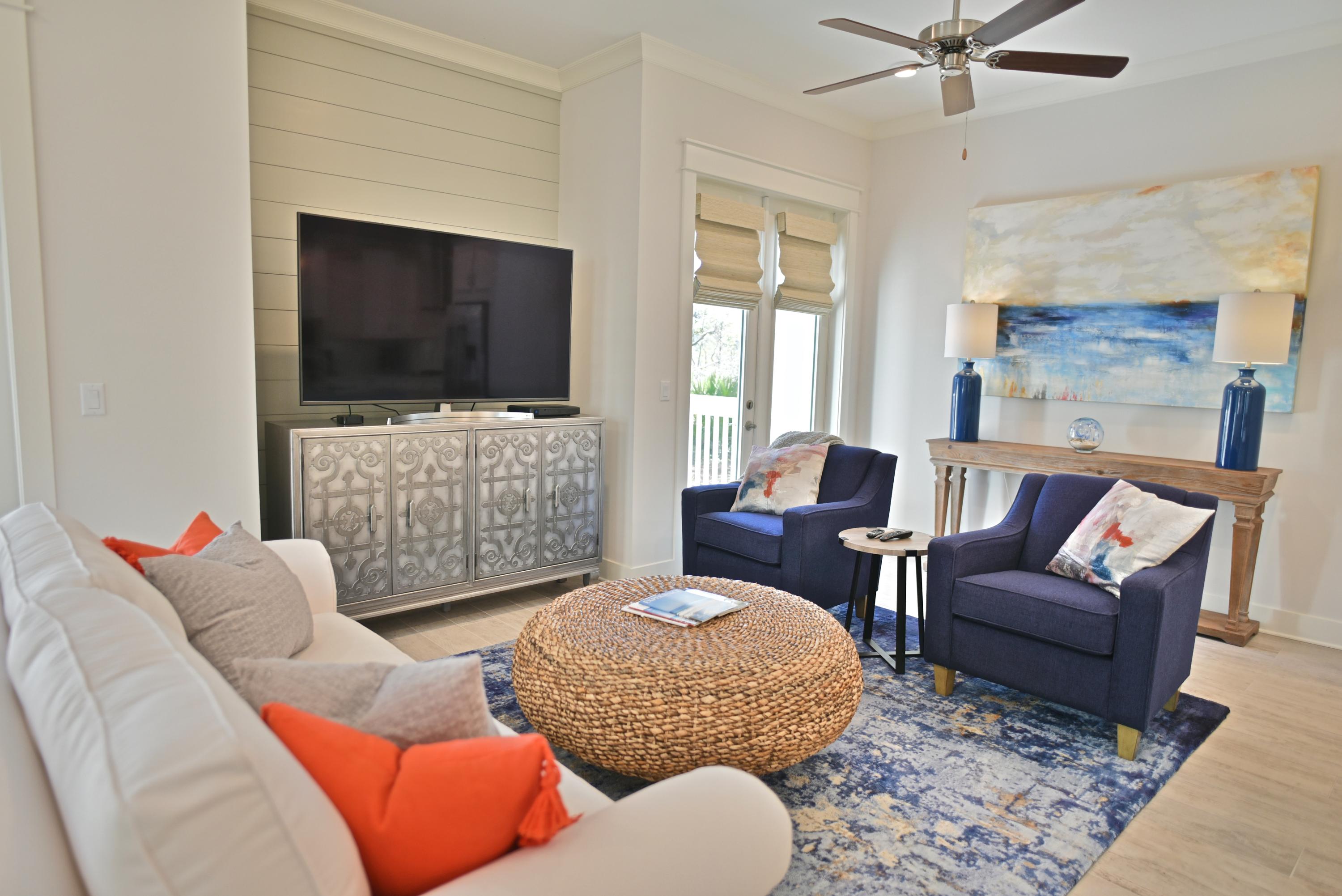 Location is everything! Prominence is a triplex community right off Highway 30A, tucked between Alys Beach and Seagrove with convenient access to everything you need! Unique boutique shopping, dining and live entertainment at the covered amphitheatre at The Hub is all at your fingertips. The Bahamas plan is the largest of the three triplex floor plans on the north side of Prominence. This fully furnished, 3BR 2.5 BA has never been rented and makes an ideal primary residence, second home or income-producing investment. Turn-key unit will generate around $50k in rental income. This property boasts a spacious, open living area with plantation shutters, kitchen and dining area, half bath and laundry room all on floor #1. Upstairs you will find the master bedroom with a full en suite bath, walk-in closet and two additional bedrooms (one featuring custom, built-in queen bunk beds) and guest bath. A 2 car garage with sealed and stained floors provides ample storage for a golf cart and all of your beach equipment.  Coveted, east facing lot offers privacy and lush views of the protected state forest. HOA dues are $300 per month and includes exterior insurance, landscaping, security, impressive, resort style, zero entry pool with fountains, grilling area, fitness center and seasonal beach shuttle service.