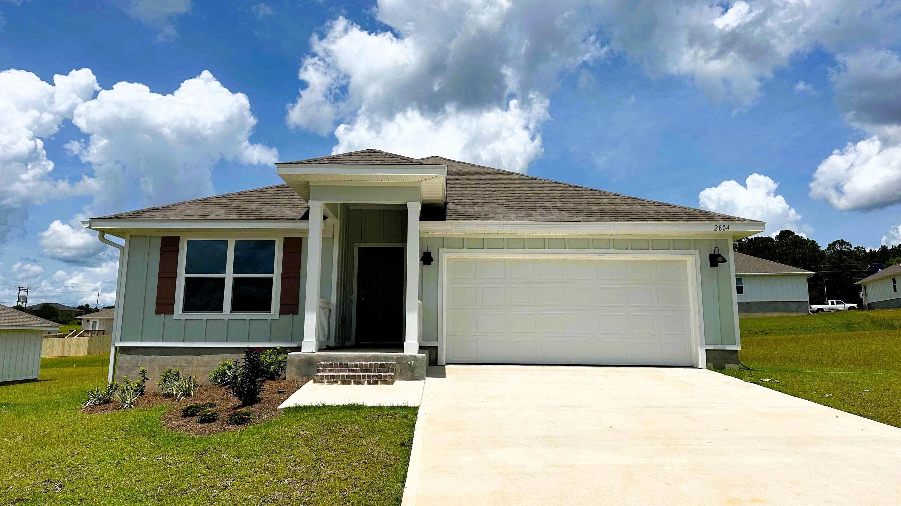 Welcome to Day's Landing! The Cali model, one of our most sought-after designs, offers a fantastic open layout for comfortable living. Featuring 4 bedrooms, 2 bathrooms, a covered patio, 2-car garage, and the 'Smart Home Connect' System with various convenient Smart Home devices. The well-appointed kitchen includes stainless steel appliances, a smooth-top range, built-in microwave, quiet dishwasher, corner pantry, island bar, eye-catching wood-look flooring, and plush carpet in the bedrooms. Bedroom 1 and the adjoining bath boast a large walk-in closet, double vanity sinks, a spacious shower, and extra storage. Enjoy the stylish curb appeal in the rapidly growing North Crestview area.