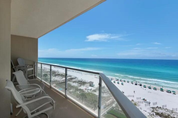 Bright and spacious 1,907 sq ft condominium with extensive panoramic views of the Gulf of Mexico. A complete renovation of the unit enhanced every surface and allowed complete flexibility with lockouts to book as a one, two, or three bedroom rental. Catch the views and sunsets from one of two west-facing spacious balconies, one wraparound offering gulf and beach views, as well as views of Destin's unique pass. Two full master suites include walk-in showers, walk-in closets, and two separate vanities. One suite features its own breakfast bar with a mini-fridge and balcony. Keep your vehicle cool and protected from the Florida sun with a private garage parking space. Sterling Sands is an eight story building that boasts 300 feet of private beach, a beachside pool, hot tub, & exercise room.