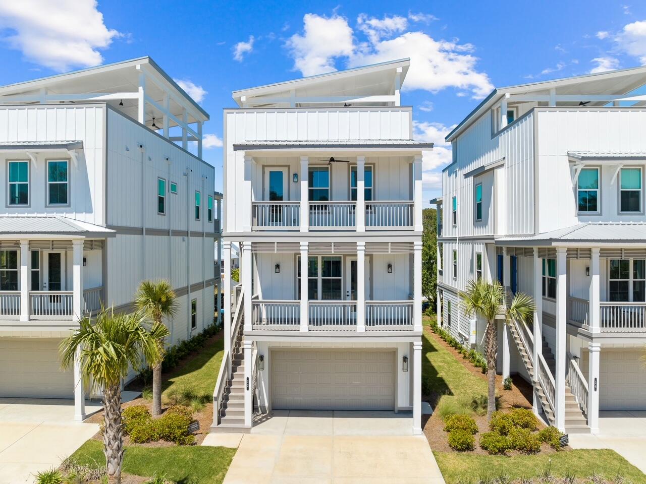 STUNNING home with AMAZING ROOFTOP views of Inlet Beach, sunsets, and the GULF of Mexico! Twin Palms is Inlet Beach's newest luxury beach community within a 3-5 min walk of Rosemary Beach, 30Avenue, Destin Ice Seafood Market and some of the area's best restaurants including Aja Asian, Amigos Mexican Cantina, Amici Italian Kitchen, Canopy Road Cafe, Cuvee 30A, Idyll Hound Gastropub, Goatfeathers, and Shades Bar and Grill. Also, just a quick walk or bike ride to the beach, this home would be a perfect second home or short term rental! The home is being sold fully FURNISHED and is ready for the new owner to enjoy! Noteworthy features include, 2 car garage with enough space for golf cart as well, chef's kitchen with ss appliances, including a gas range cooktop and double ovens. The primary bedroom is spacious with ensuite and huge walk-in shower. Each floor boasts covered porches to sip your morning coffee or to unwind with an evening cocktail. Also, there's a community pool that's almost completed.