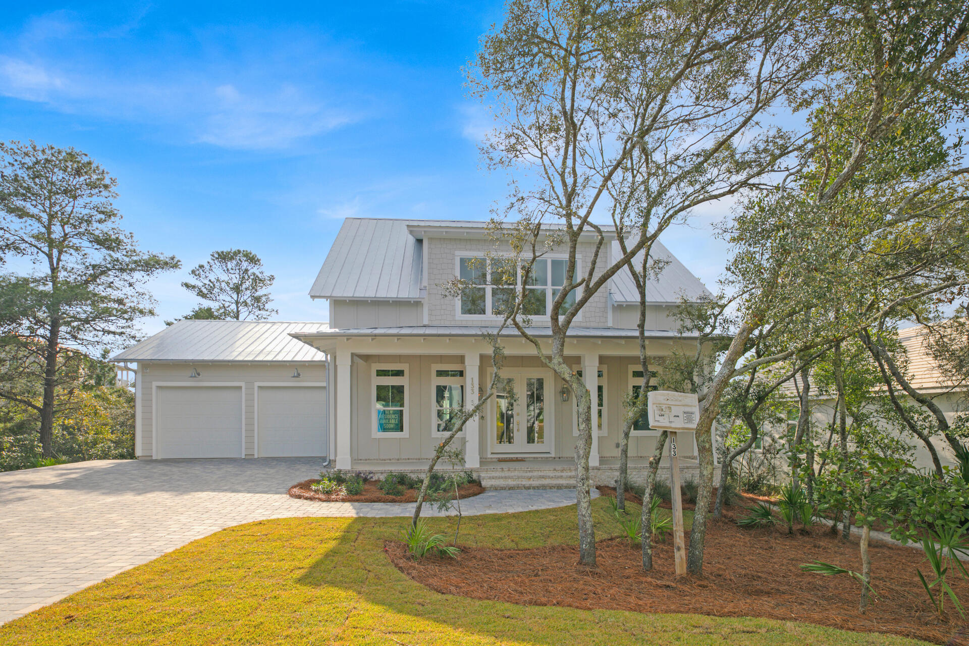 NEW home in a non-HOA highly sought after west end 30A neighborhood of Beach Highlands and two blocks from beach. Classic Luxury within this 4 bedroom, with flex area upstairs, and 4.5 bath at 3303 sf on 1/4 acre. High end features include expansive 10 foot ceilings, 8 foot solid core doors, beautiful light finishes, cypress wood accents, lots of closet storage, engineered oak floors. Open air porches, front and back with custom pool with lighting and water features to make you feel like you are in a resort. Large private yard, 2 car garage make it perfect for full or part time living.  porch set off from the large living space with  dining room and gourmet kitchen, making it great for entertaining. Home comes partially furnished with all 1st level furniture included. Taking backup offers. Neighborhood near beach accesses, restaurants, and shopping!