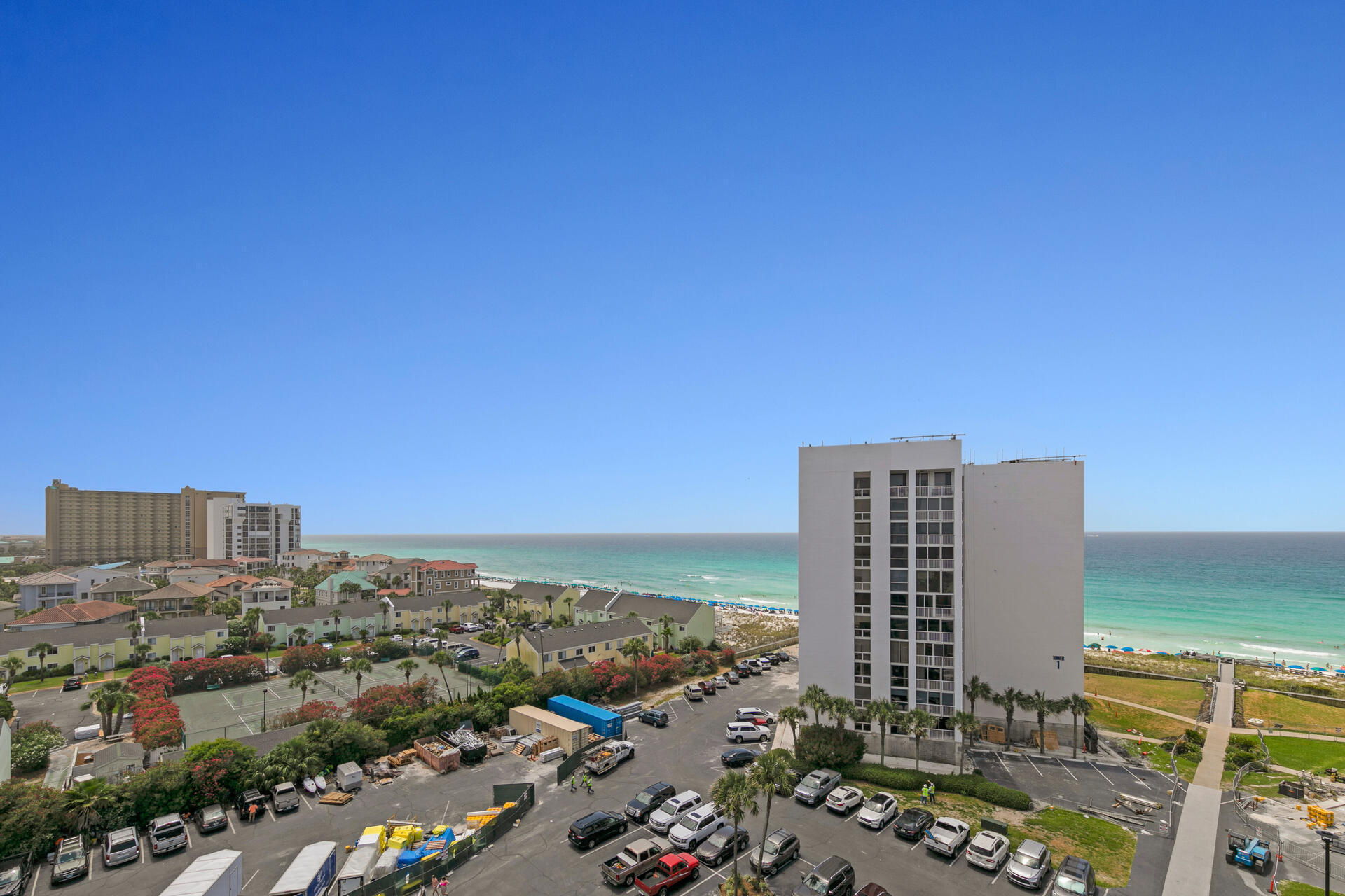 This lovely condo is your ticket to the fabulous beach lifestyle.  Big view of the Gulf from this 10th floor condo. Both bedrooms have Gulf views. Balcony access from the master bedroom. Walk in closet for the master bedroom   Great amenities include seasonally heated pool, gated, tennis, fitness center, and grills. Many fun restaurants and attractions in the area. Make family memories or cash in $$$$ on rentals. Seller will pay current assessment as of 5.29.22. New water heater, no washer/dryer. Buyer to verify all information.