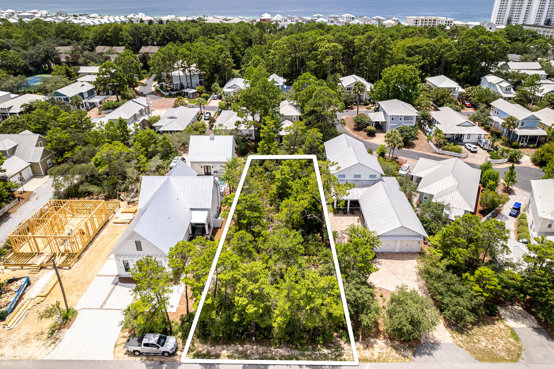 Great building lot on a low traffic street in Seagrove. This 55'X168' vacant lot is primely positioned just a short stroll away from the sandy white beaches. No HOA or build out time makes this a flexible opportunity for both owners looking to build, or investors looking to purchase and hold. Lee Place is a dead end street that is nestled up to Point Washington State Forest, giving it a private feel, yet close to all the restaurants and shopping that Seagrove Beach and Seaside have to offer.