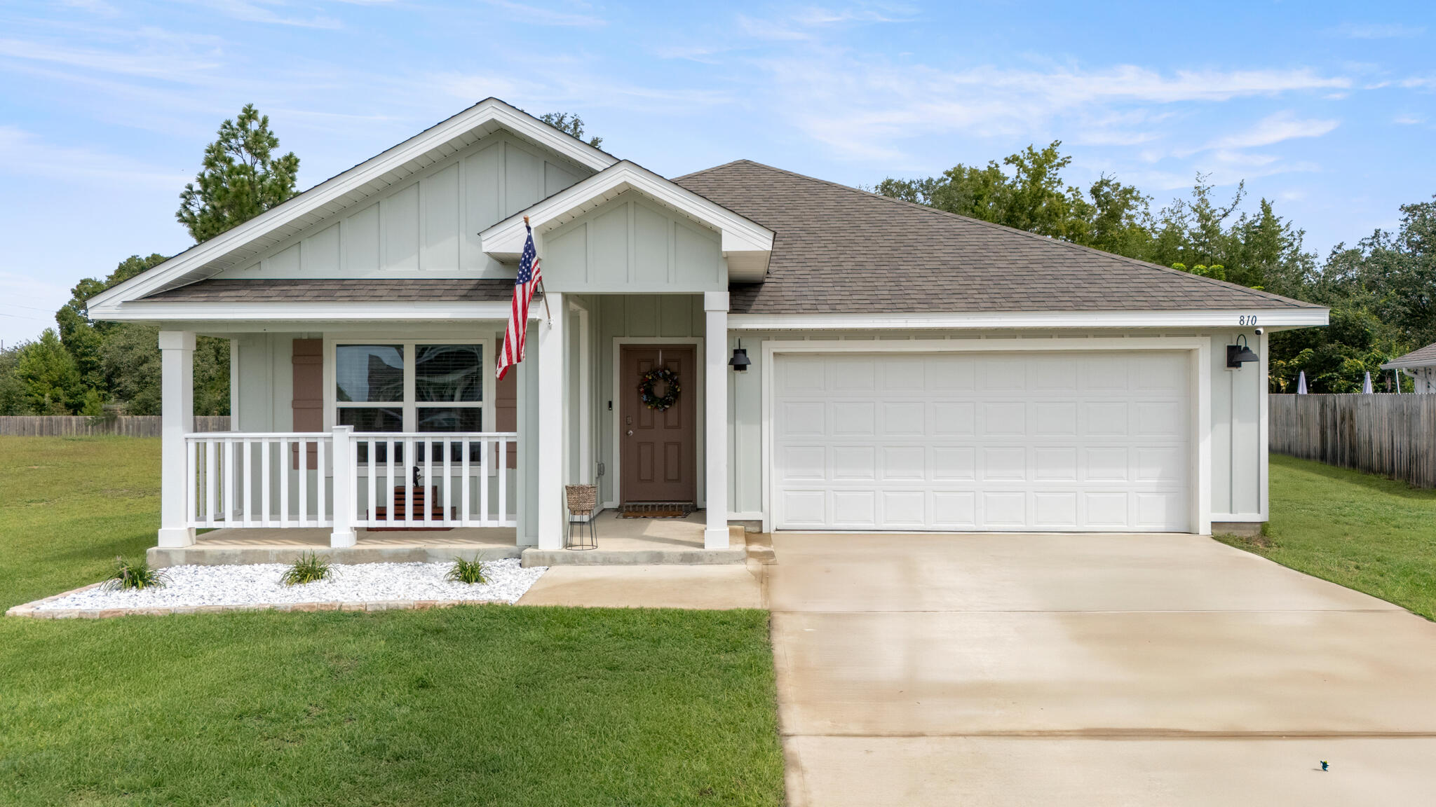THIS WILL BE A SHORT SALE. Welcome to Shoal River Landing! This well-cared-for Cali floorplan offers 4 bedrooms, 2 bathrooms, and 1,775 sq ft of comfortable living, paired with thoughtful details that set it apart.

From the curb, you'll notice what makes this home unique, a covered front porch with classic railing, rarely found in this model, adding charm and inviting curb appeal. Inside, the open layout connects the living, dining, and kitchen spaces seamlessly. The kitchen features a large granite island with seating, stainless steel appliances, and crisp white cabinetry, highlighted by a bold blue accent island that adds personality to the space. The living room continues the theme with a matching feature wall designed for your entertainment setup.

The split bedroom design gives privacy to the spacious primary suite, complete with a double vanity, walk-in shower, soaking tub, and walk-in closet. Three additional bedrooms and a full bathroom offer flexibility for family, guests, or a home office.

Outside, enjoy a fenced backyard and sidewalks that lead you through this desirable community, known for its pool, clubhouse, and family-friendly amenities. Convenience is unmatched as Riverside Elementary and Shoal River Middle are just across the street, making school drop-offs and pickups a breeze.

Best of all, this is a VA Short Sale priced at $309,900; nearly $30K less than newer homes in the neighborhood. Don't miss this chance to own in Shoal River Landing at an incredible value!