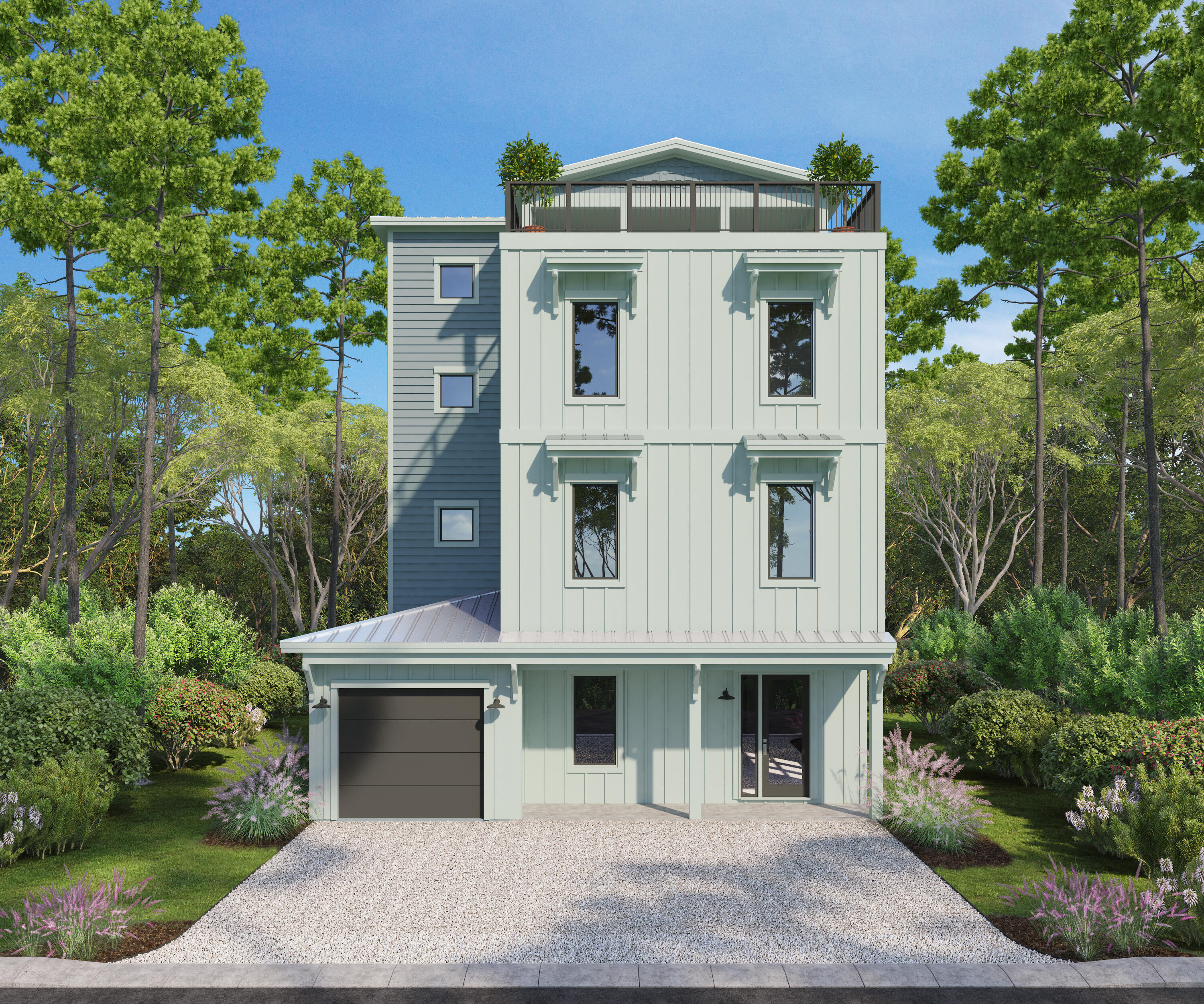 Appx Completion ~ Nov 24'. ***Ask us about our rates as low as 5% with the use of a preferred lender. Rate based on credit score & property type. Other terms & conditions apply.*** PLUS Ask about the $136K in included upgrades & IN-GROUND POOL, SPA, PATIO PAVERS & 6' PRIVACY FENCE (Valued at addl $100K)! This Stunning SkyBlu Home offers 6 king-sized ensuite beds & two dens, one with wet bar. The elevator transports you to the 1,000 SqFt rooftop outdoor oasis, which is reinforced for a hot tub, & 2 luxury outdoor kitchens, to enjoy the perfect sunset! This plan has 4 levels of refined luxurious living with upscale interior finishes & features including Quartz countertops, elegant flooring, fixtures & kitchen appliances!  All of this within mins to Beach access, 30Avenue, 30A & Rosemary! You are surrounded by all the dining, shopping, and entertainment you could hope for in Inlet Beach and 30A to provide an amazing coastal lifestyle.

There is a pedestrian underpass on Hwy 98 coming soon for added convenience to access all 30A has to offer, without having to cross Hwy 98. 

** Listing includes base price of home and the lot premium for this lot. Price may vary based on options selected.**