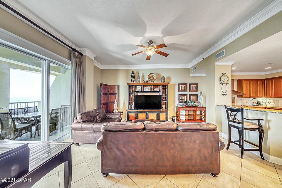 BEST OF THE BEST IN PANAMA CITY BEACH! PENTHOUSE LOCATION AND SPECIAL AMENIENITIES. EXPANSIVE PRIVATE BALCONY! This
enormous, 1916SQFT Penthouse level condo is the thing of which dreams are made, conjuring up images of sun-splashed days of swimming, biking and
relaxing. It lives like a beach house but comes with all the benefits of owning a condo. Condo conveys with private, reserved underbuilding parking space located
in the basement of Tower I, right beside the elevators – avoid the congestion and inconvenience of searching for parking in the common parking deck across the
street. Tiled in common areas and conveys fully furnished, this property welcomes you to lie back, relax, and enjoy panoramic views of the Gulf Coast. Condo has
9' ceilings and crown molding throughout.
