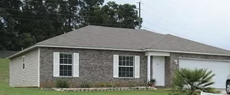 Brand New A/C and a New Roof installed prior to closing!! This 3 bedroom 2 bath home comes with upgraded brick front, 2 car garage with attic access, breakfast bar, split bedroom design, vaulted ceilings and arched entrances to hallways. Home also features a large master suite with both linen and walk-in closets. Located just south of Hwy 90 in a quiet subdivision with underground utilities, public water and public sewer!