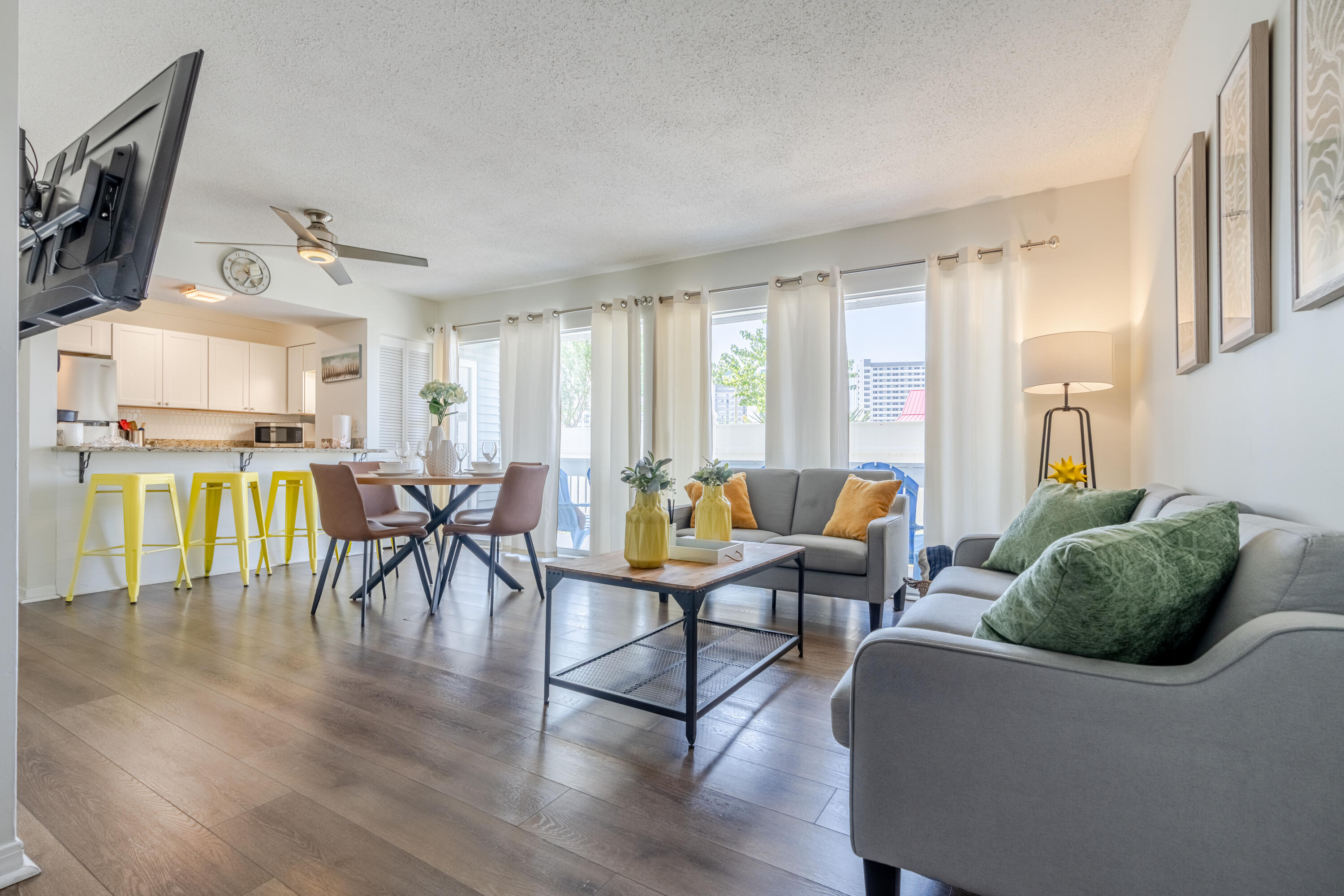 Welcome to Gulf Terrace Unit 189, a beautifully updated gem, 0.8 miles away from public beach access. This turn-key, rental-ready unit has been thoughtfully upgraded and tastefully decorated to capture the essence of coastal living.

Noteworthy features include:

Luxury Vinyl Plank Flooring: Sleek, waterproof flooring installed throughout for durability and style.
Modern Kitchen: Granite countertops, stainless steel appliances, and custom cabinetry make this space as functional as it is elegant.
Furniture , furniture package complements the space, paired with charming coastal beach décor.
Abundant Natural Light: A large balcony just off the living room invites natural sunlight, creating a warm and inviting atmosphere. Located in the secure, gated community of Gulf Terrace, this property boasts outstanding amenities, including:

Three swimming pools for relaxation and enjoyment.
A tennis court, outdoor grills, and a serene pond with a dock, perfect for unwinding.
Convenience is keythis family-friendly community is just a short walk to popular local spots like Chick-fil-A, Big Kahuna's Water Park, Merlin's Pizza, and Shake's Frozen Custard.

Whether you're seeking an income-producing property or your personal slice of paradise, Unit 189 offers the perfect combination of location, luxury, and lifestyle.

Don't miss this opportunityschedule your showing today!