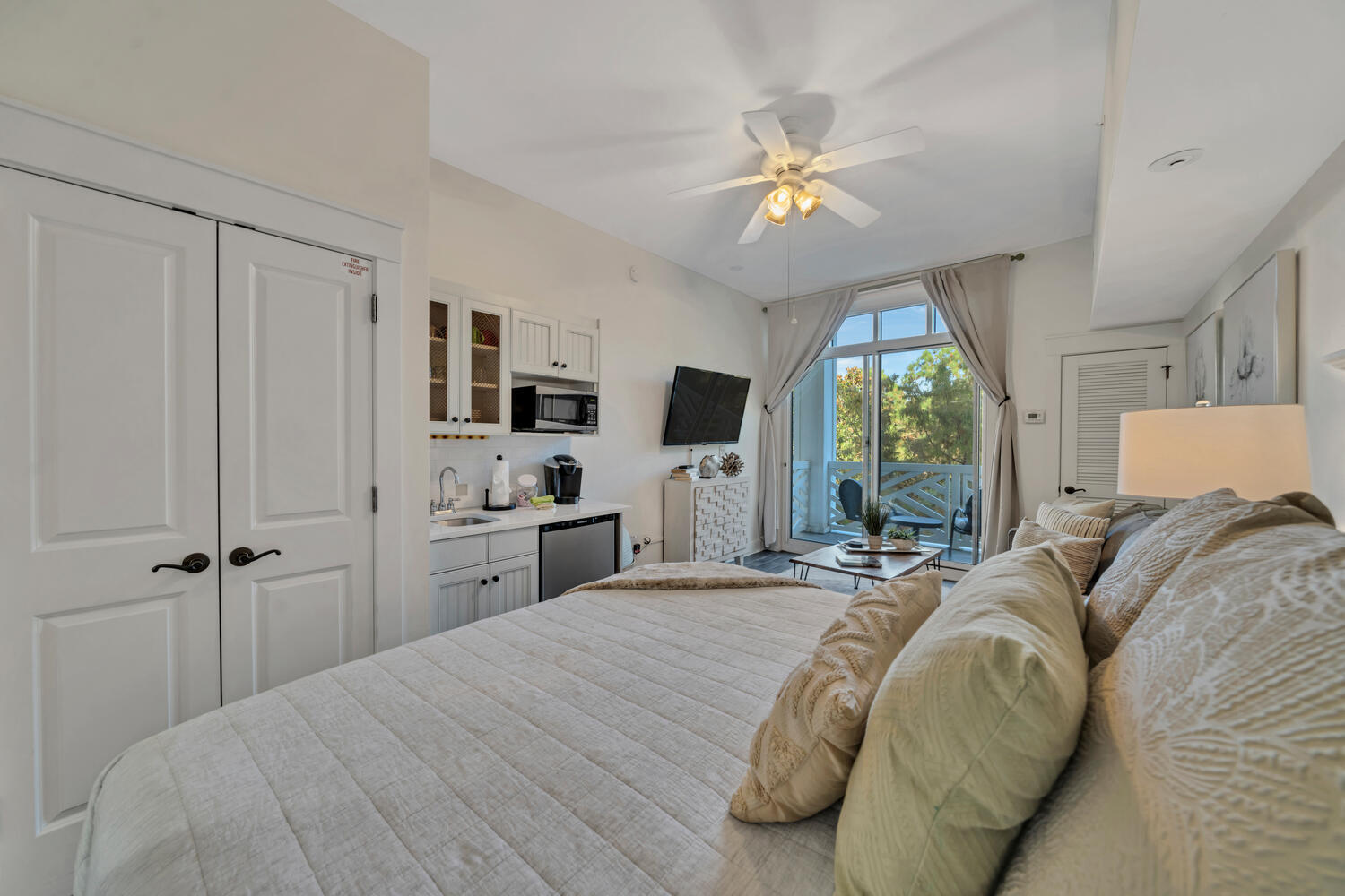 Exciting, proven income-generating STUDIO condo in Pilot House! This top-floor retreat earned $40,905 in 2024 and  $43,831 in 2025 Perfect for couples or families, with a king bed, queen sleeper sofa, kitchenette, and private balcony overlooking Sandestin pines. Enjoy resort amenities including a secluded owner/guest pool, hot tub, and fitness center just steps away. The property features updated wood tile flooring, granite countertops, and a big-screen TV. Easy access to owner parking garage and the beach tram. Owners access Founders Club too~ Attractively furnished, this high-performing unit won't disappoint! Furnishings convey!  Baytowne Wharf and Hotel Effie are conveniently located!  Be sure to check with your Tax Adviser regarding Tax Depreciation opportunity for short-term rentals~