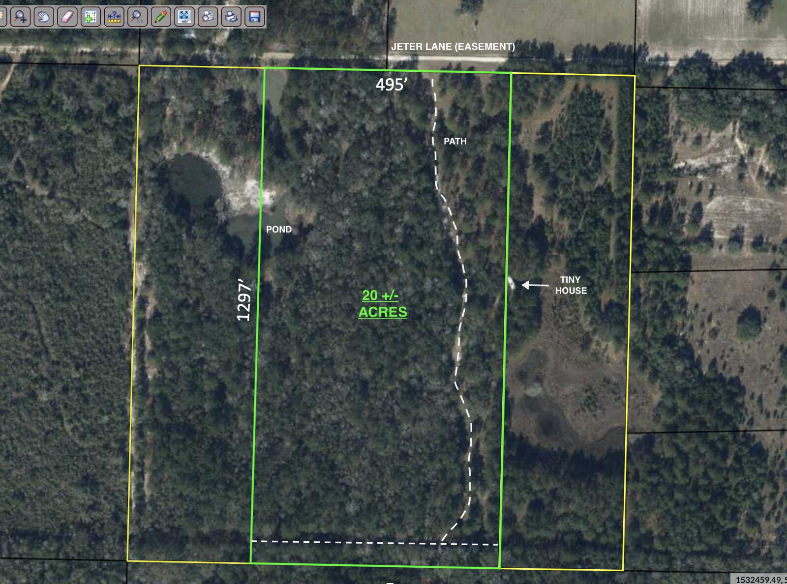 Whether you're looking for Country Living or a Weekend Getaway, this 20 acre wooded lot w/ pond is a short commute to the beach or relax and unplug in a country setting. Property is within a 10 minute drive to Holmes Creek, 40 minute drive to Panama City Beach, and 35 minutes from Northwest Florida Beaches International Airport (ECP) in Panama City. The property has Wildlife, Deer, turkey, Wild Hogs, and more!  Electric is close by on neighboring lot. 

Note, lot for sale is 20 acres of Parcel ID: 00000000-00-5265-0006 which is an estimated 30.2 acres.  Specific boundaries to be determined by seller and surveyor.  20 acre lot being sold does not contain any structures. Surveyor will shift boundary line so that tiny home is not on the 20 acres being sold.