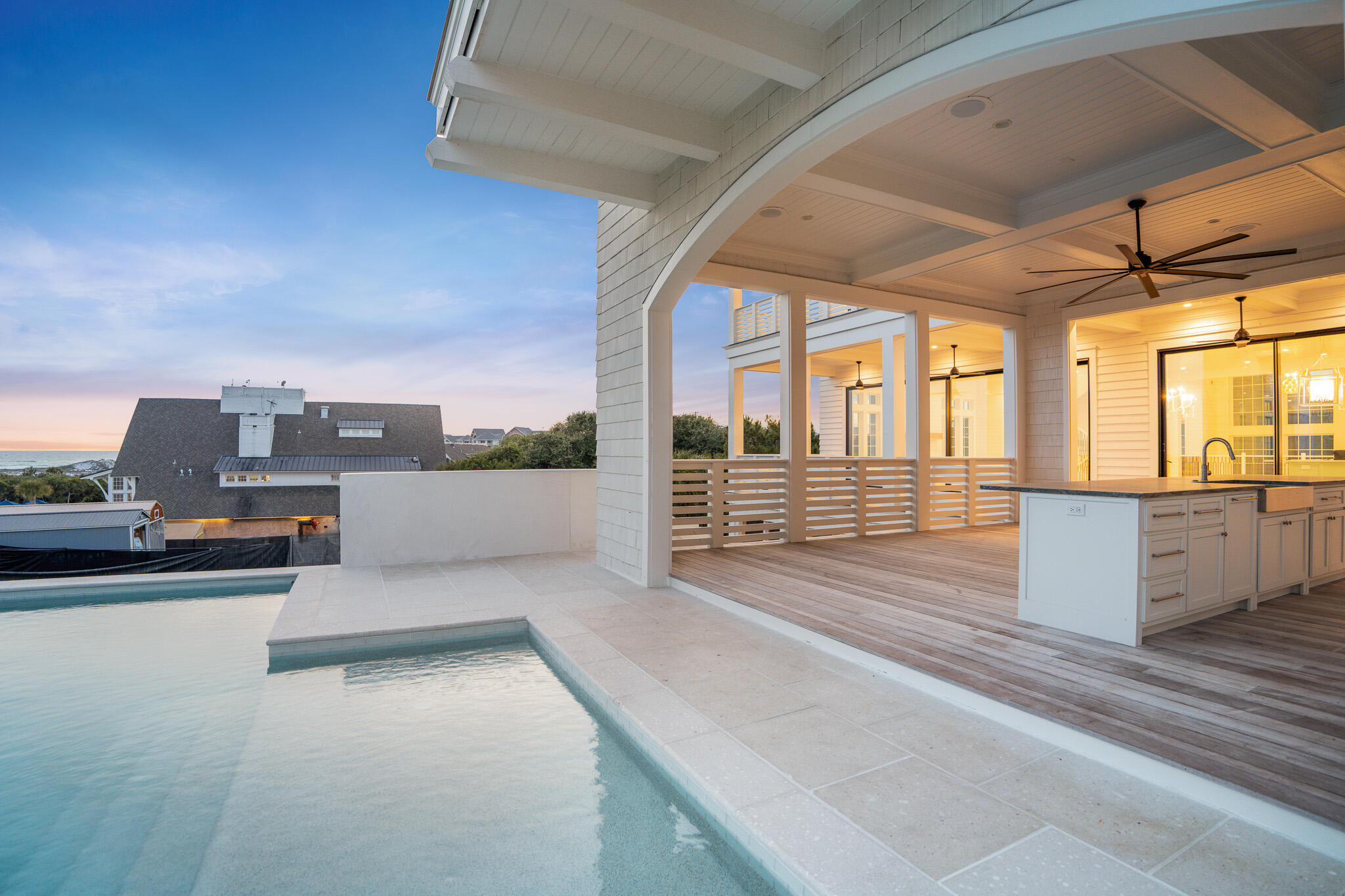 Welcome to 264 Grace Point Way, a breathtaking coastal residence nestled within the exclusive, boutique enclave of Grace Point. Set along Florida's iconic Emerald Coast, this extraordinary home offers the rare blend of refined architectural design, resort-style amenities, and seamless access to the private Watersound Beach Club—creating a lifestyle that is as effortless as it is luxurious.  Encompassing just under 7,400 square feet, this seven-bedroom, nine-bathroom estate has been meticulously crafted to elevate everyday living. Upon entry, you're welcomed by a soaring three-story atrium, awash in natural light and grounded in timeless elegance. This dramatic space offers an immediate sense of grandeur and serenity, establishing the tone for the thoughtfully curated interiors that follow.  Positioned on the second floor to maximize panoramic Gulf views, the main living area is both expansive and intimate. Walls of glass draw the eye outward toward the horizon, while soft textures and organic materials create a warm, modern ambiance. The open-concept design seamlessly blends living, dining, and culinary spaces, anchored by a gourmet kitchen featuring premium appliances, a generous center island, and finely crafted custom cabinetry. Tucked discreetly behind, a full butler's kitchen adds functionality and ease when hosting, catering, or preparing private meals.  Step through sliding glass doors to one of the home's most spectacular features: an expansive second-level terrace that redefines outdoor living. Designed to capture every Gulf breeze and golden sunset, this private oasis boasts a sparkling pool, a covered lounge area, and a fully equipped outdoor kitchen complete with a built-in grill, bar seating, sink, and refrigeration. Perfect for both quiet mornings and lively evenings, this elevated retreat creates a seamless connection between indoors and out, framed by the sound of the waves and the rhythm of coastal life.  Each of the home's seven bedrooms is a sanctuary of its own, complete with an ensuite bath and serene, private ambiance. The third-floor primary suite offers an exceptional escape complete with an indulgent spa-inspired bath, soaking tub, and oversized walk-in shower. Generous closet space, refined finishes, and Gulf views round out the experience, while several guest suites enjoy private balconies or direct access to the home's outdoor areas providing privacy and luxury for everyone who stays.

Entertainment is central to the home's thoughtful layout, with a media room often referred to as a man cave serving as a welcoming haven for movie nights, game days, or casual gatherings. A dedicated home office provides an elegant and productive space for remote work or quiet reflection. With an elevator servicing all three levels, and two full laundry rooms positioned for convenience, every element of the home has been designed with modern living in mind.
Beyond its stunning interiors, what truly elevates 264 Grace Point Way is its location within one of 30A's most exclusive neighborhoods. Grace Point is a private, gated coastal community where timeless architecture and curated landscaping come together in a peaceful, intimate setting. As one of the very few communities with direct gated access into the Watersound Beach Club, residents with a membership can enjoy a resort-style environment just moments from home. From lazy river pools and private cabanas to exceptional dining, the Beach Club is the heartbeat of this unparalleled lifestyle.  More than just a home, 264 Grace Point Way is a statement of living well. It's a place where refined coastal design meets effortless luxury, where every space invites connection, comfort, and calm. Whether you are seeking a full-time residence, a vacation retreat, or a legacy property for generations to come, this home delivers on every level.
