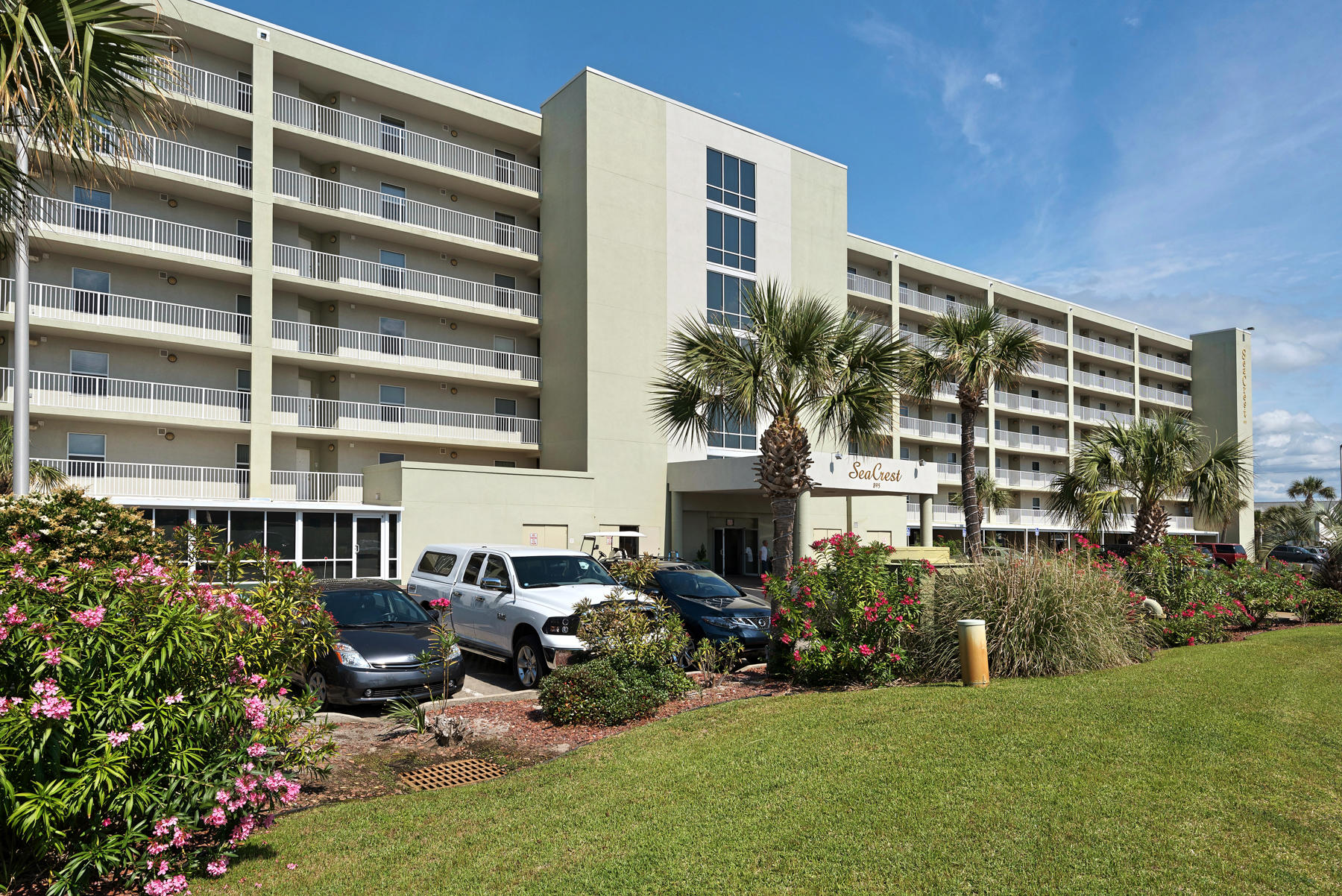 Perfectly Positioned for Spectacular Gulf and Sound Views at Seacrest Condominiums!! CLICK ON THE PHOTOS AND VIRTUAL TOUR and you'll discover this 7th floor Penthouse Level Condo in the center of the building offers awesome water views beginning outside the entry door, in both the Master and Guest bedrooms, the living area, and from the expansive balcony. This condo offers immediate access to the sugar white sand beach, and boasting great on-site amenities which include indoor/outdoor pool, fitness center and on-site rental office. Condo is Turn Key as a Vacation Rental, 2nd home or permanent living residence. Okaloosa Island has so much to offer!! (The Boardwalk, The Gulfarium, The Pier, Great Restaurants, and many Recreational/Entertainment Venues) Affordable HOA fees and a friendly on-site staff make owning at Seacrest a true pleasure