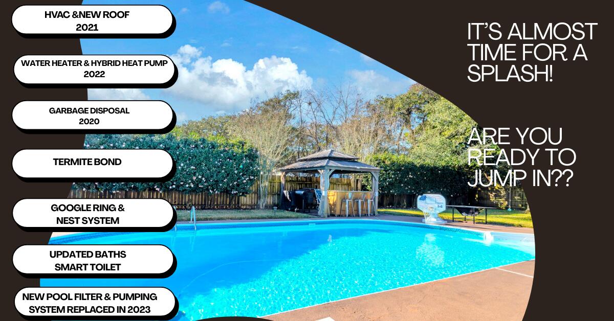 If a private backyard and poolside living are at the top of your wish list, this home delivers. Designed for outdoor enjoyment, the fully fenced backyard is a true retreat featuring a large in-ground pool, two covered gazebos for shade and entertaining, and a covered back porch perfect for lounging, dining, or hosting unforgettable summer gatherings. Mature camellia shrubs create a lush, private setting that feels like your own personal resort.
Inside, this charming Mediterranean-style 3 bedroom, 2 bath home offers comfort and functionality with a kitchen and breakfast nook overlooking the outdoor space, plus a separate dining room for entertaining. The living area is anchored by a gas fireplace, adding warmth and character, while tasteful updates throughout the kitchen and baths enhance everyday living. 

Major improvements add peace of mind so you can focus on enjoying the pool lifestyle: new microwave(2022), new roof (2021), HVAC (2021), garbage disposal (2020), new pool pump and filter (2023), and a smart hybrid electric water heater (2023). Additional features include a Ring doorbell and a transferable termite bond through Florida Pest Control.
This home is all about relaxation, entertaining, and making the most of outdoor living...a rare opportunity for buyers who want a backyard that truly steals the show.