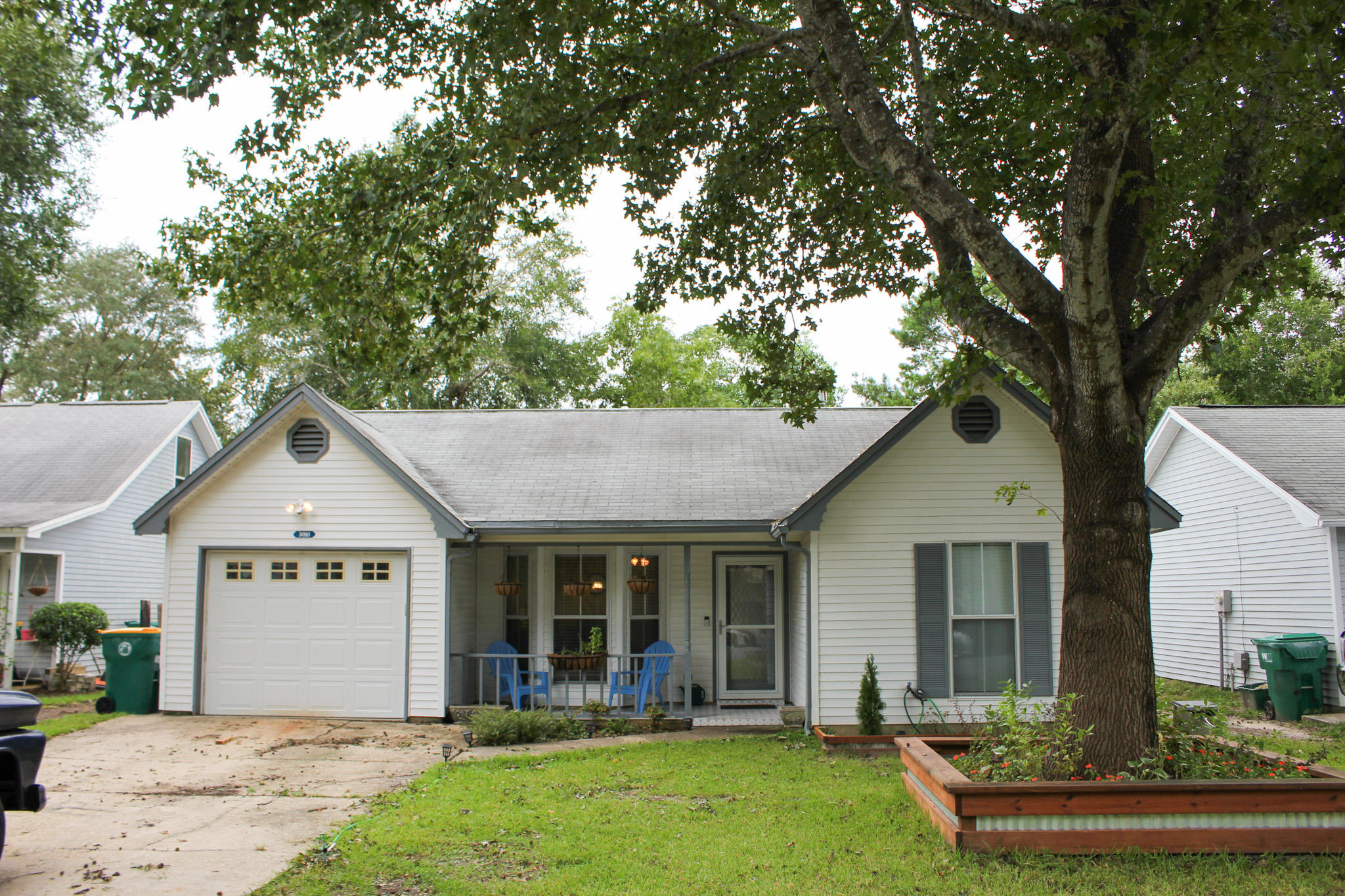 Looking for an updated and move-in ready home in Bluewater Bay? This split floor plan home is conveniently located in the Blue Pine Village subdivision. As soon as you walk up to the home you'll notice the new tiled porch and storm door! Some of the interior features include updated lights/fans, faux wood blinds, updated kitchen with granite counter tops and a subway tile back splash. All of the stainless steel appliances convey. Don't let the square footage fool you...this home is spacious and has lots of natural light! The AC was replaced in 2019, new electrical panel, custom closets in the master and hurricane shutters were added in 2018. Make sure this one is on your list! *The garage shelving, washer and dryer and ring video doorbell do not convey. Shed is as is.