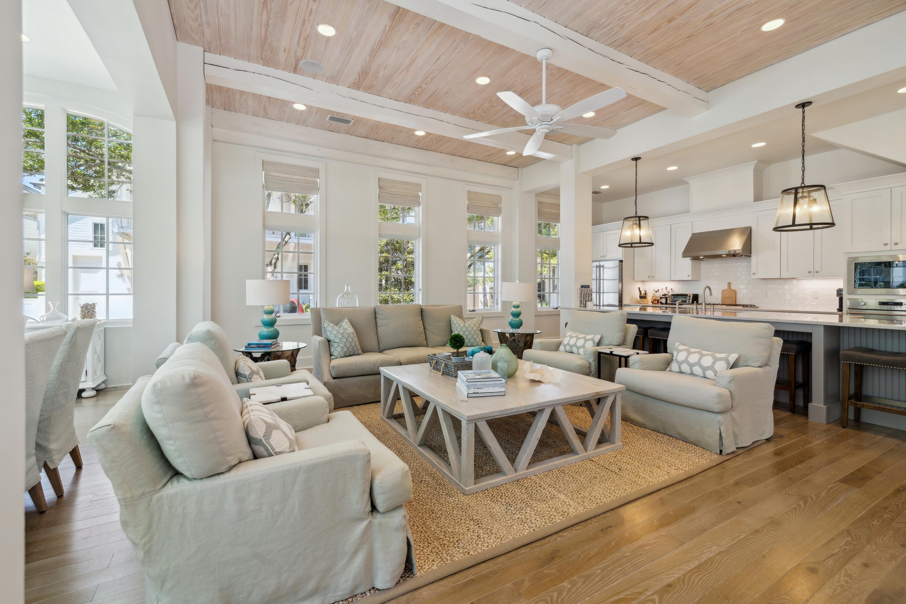 On one of Rosemary Beach's largest corner lots just north of 30A, this elegantly renovated residence offers a serene retreat amid the timeless architecture of the Gulf Coast's most cherished community. Framed by mature oaks and a privacy wall of stuccoed concrete, the property feels worlds away—yet it remains only a short walk to the beach and the vibrant Town Center.

With four bedrooms and four full baths spread over three levels, the home is designed to host with ease, accommodating up to twelve guests. The first floor flows seamlessly through living, dining, and kitchen areas, anchored by a guest suite. Upstairs, two additional bedrooms open onto balconies for morning breezes and afternoon sun. The third floor features a charming, oversized bunk room, perfect for children or guests A newly added pool and several outdoor seating areas transform the courtyard into a restful haven, perfect for long afternoons and al fresco evenings. Renovated by Regal Stephens and featured in The Rosemary Thymes, the home reflects a refined attention to detail throughout. Owners enjoy access to five community pools and a private beach, making this a rare opportunity for a lucrative rental or a private coastal sanctuary.