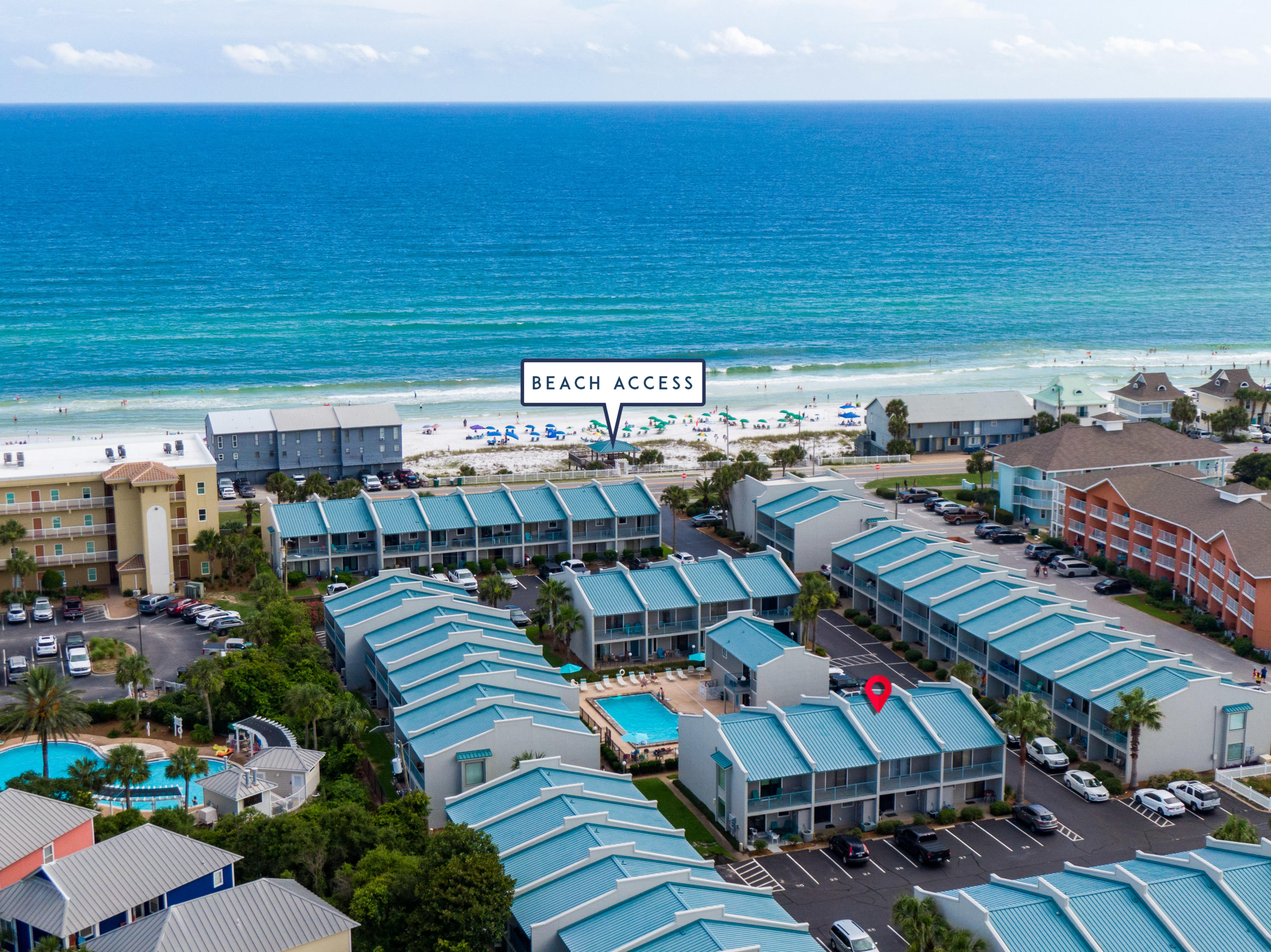 Location, location, location! Private deeded beach and access less than 150 yards away! Low density=Not crowded! TURNKEY, NEWLY REMODELED townhome - your slice of paradise! 2 king bedrooms w/en-suite bath, separate bunkroom. First floor w/spacious open layout ready for entertaining, and 3rd full bath. Fully furnished, never rented, the perfect home, second home, or rental w/projections exceeding $40k. Brand new custom tile/glass showers, LVP flooring, oak stairs, scraped ceilings, paint, and professional modern decoration. Brand new refrigerator, dishwasher, HVAC, furnishings, fixtures, livingroom 70' and bedroom 50' smart TVs. Steps to the pool w/direct view from the living room or balcony. Exterior sliders / windows are getting upgraded to hurricane / turtle glass in mid-July, included! NEW furnishings and artwork. NEW refrigerator, dishwasher, HVAC, and fixtures throughout. Brand NEW 70" smart TV in the living room and 50" smart TV in each bedroom. Unit 27 is steps to the pool with direct view from the living room or balcony. All exterior sliders / windows are getting upgraded to hurricane / turtle glass in mid-July, included!