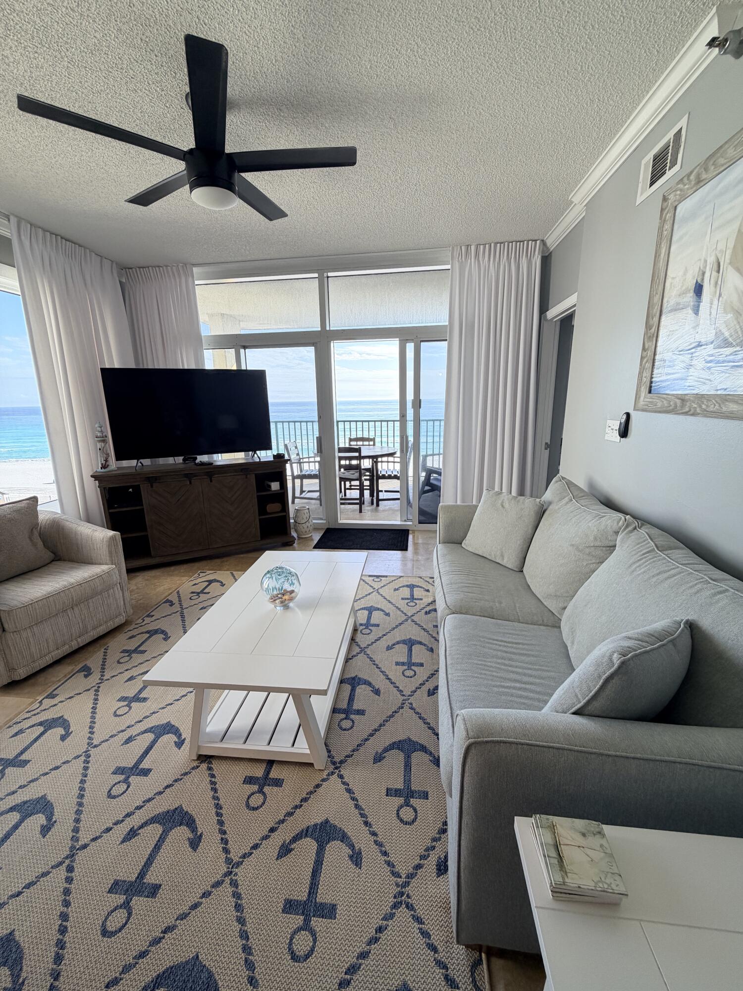 Experience luxury beachfront living in this beautifully updated 3 bedroom, 3 bath 5th floor condo at the highly sought after Jade East in Destin, Florida. Offering over 1,600 square feet of living space, this residence features tile flooring throughout, modern kitchen and bathrooms, tasteful décor, and stunning easterly Gulf views from the primary suite and private balcony. Used exclusively as a second home and never rented, the condo is fully furnished and move in ready. Enjoy the rare convenience of an assigned parking space just outside the unit. Community amenities include gated security, a gulf front seasonally heated pool, hot tub, fitness center, pickleball and tennis courts, grilling areas, and direct beach access.