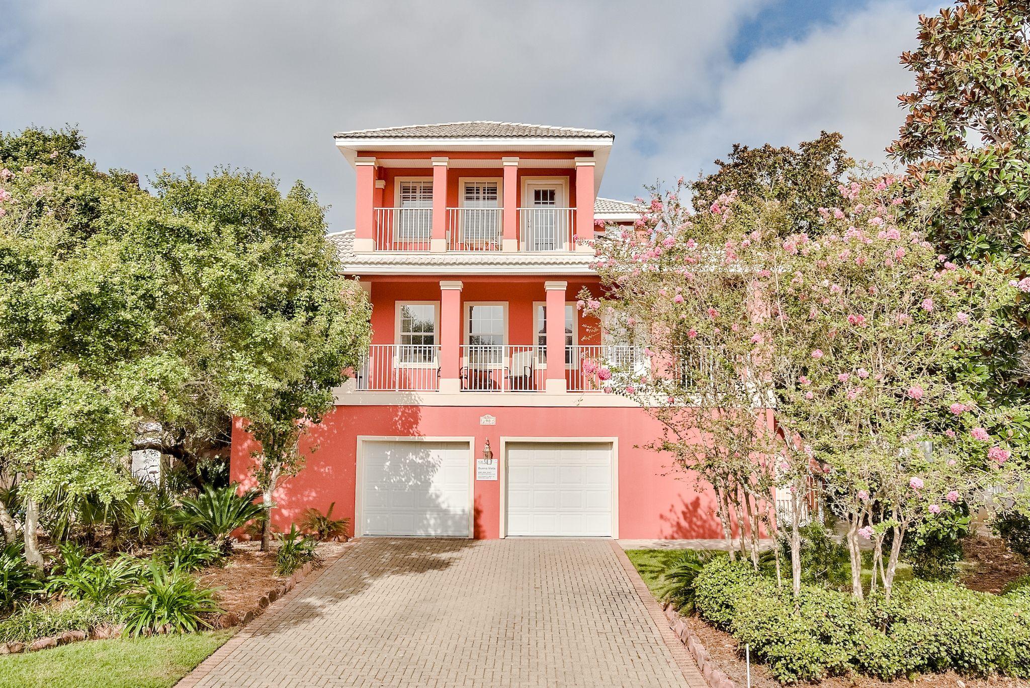 This spectacular home is located in the Heart of Destin in the gated community of Destiny near one of Destin's largest public beach access points. 90 Vista Bluffs is a well cared for three story home that would be perfect as a full time residence, 2nd home or rental home.  This home has a full two car garage with plenty of storage and an apartment or Mother-in-law suite on the lower floor with it's own entrance and lock out feature.  Upstairs the main living area is on the 2nd floor and features wraparound porches to enjoy Florida's beautiful weather. The home has a master size bedroom on each floor, high ceilings, crown molding and updated luxury vinyl flooring throughout. The second floor also has a bonus room/study, currently being used as a 5th bedroom. The third floor the master suite is a sanctuary for relaxing with a covered balcony and gorgeous views of the lake.  This home has two laundry rooms, three AC's and features on demand tankless water heater. The most beautiful beach in the world is just a five minute walk away and has public parking and restrooms, a Waterfront Restaurant, a Kid's Playground, a Boardwalk with Gazebos, and all of the Water Sports you desire.  Destiny Subdivision is a gated community adjacent to the Gulf of Mexico flanked by coastal lakes and features tennis courts, gorgeous community grounds & pool area, fitness facility, entertaining space, lake front gazebo as well as centrally located near all of the world class shopping, dining & entertainment that Destin has to offer.
