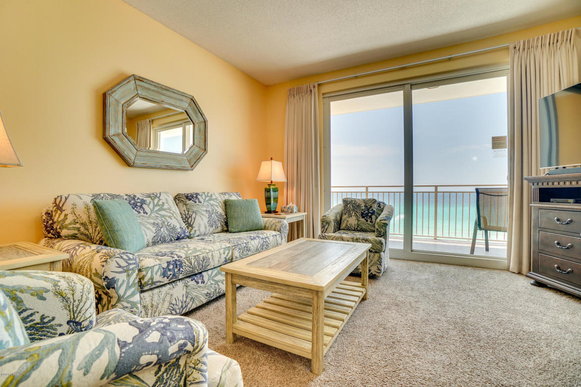 This picture perfect, fully furnished, wonderfully decorated, two bedroom two bath unit with 9' ceilings raises the standard of Gulf front living. Perfect
elevation – 2nd floor location (not too high and not to low) creates the ambiance of being in a beach house with an expansive beach and gulf view. Enjoy world
class gulf views from the Gulf front Master Bedroom and living room/kitchen area. Sit on your oversized balcony while watching the breathtaking sunsets over the
Gulf of Mexico, or just watching the dolphins play. Fabulous gulf front master suite has brand new plush carpet, slider to balcony, walk-in closet, and bath with
garden tub. Living/dining room are also gulf front and have access to balcony.