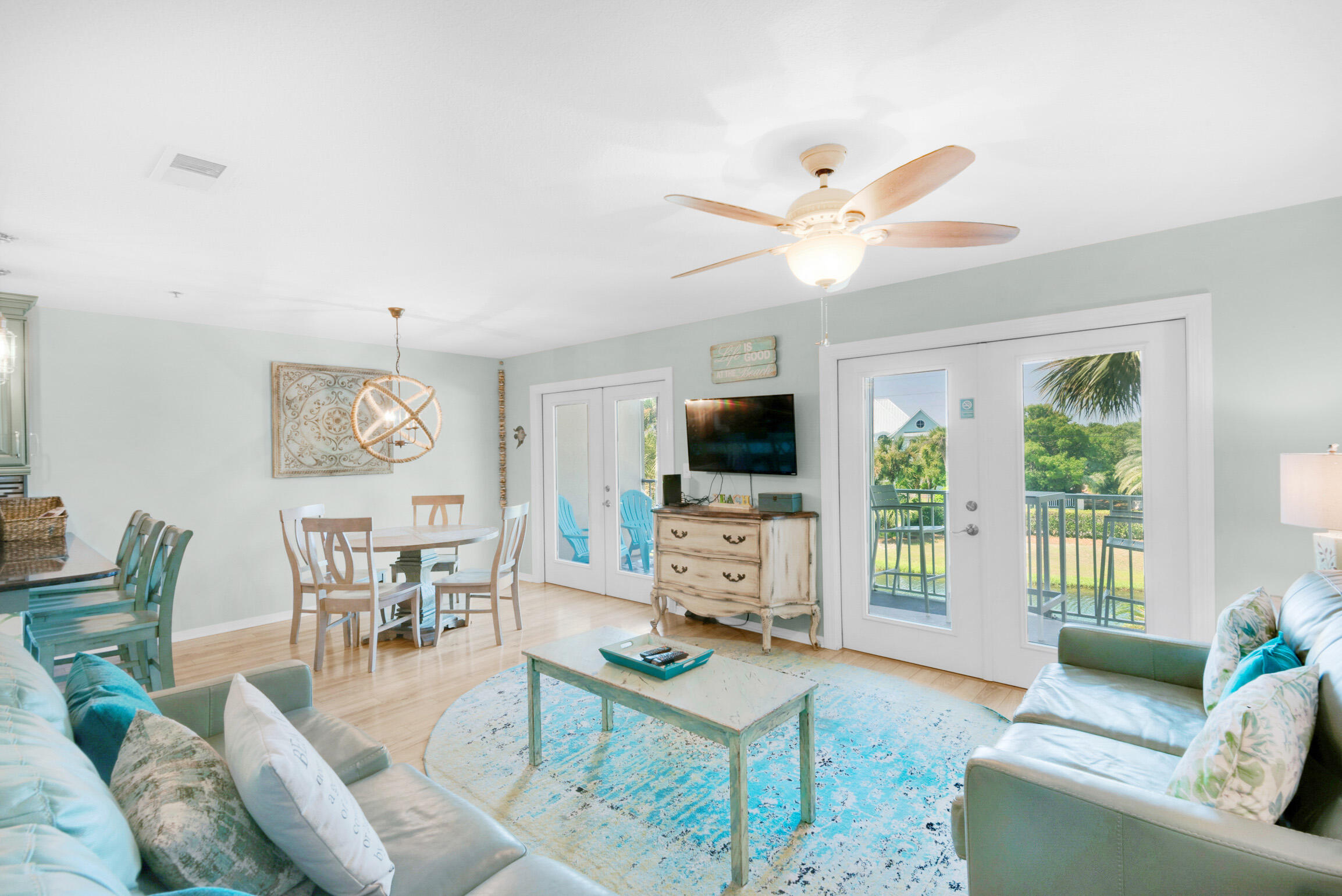 Located in the heart of Gulf Place, one of 30A's most sought-after communities, this charming fully furnished condo offers the perfect blend of style and convenience.  Gulf Place is known for its vibrant coastal lifestyle, featuring three private beach access points, scenic nature trails, shopping, dining, and an array of resort-style amenities. Whether you're strolling to the beach, lounging by the pool, or enjoying live music nearby, everything Gulf Place has to offer is at your fingertips. Step inside this spacious 2 bedroom, 2 bathroom condo, where a thoughtful open floor plan showcases the beautifully updated kitchen boasting granite countertops, a sleek tall backsplash, and a breakfast bar.  The master suite features an en-suite bath, while the generous second bedroom and convenient hallway bunk beds make this an ideal retreat for families or guests. A large private balcony invites you to relax and soak in the serene surroundings of the lake, pool, and Gulf! Additional upgrades include a brand-new A/C and thermostat (2024) for enhanced efficiency, a newer washer & dryer (2021), updated bathrooms, and free high-speed internet for seamless streaming.Gulf Place offers an unmatched resort-style experience with three pools, two tennis courts, lush landscaping, and ample parking, all right across from the beach and the emerald waters of the Gulf! Whether you're seeking a profitable vacation rental or a personal getaway, this condo is a rare opportunity to own in one of 30A's most beloved communities. Don't miss your chance to experience Gulf Place Caribbean - schedule your showing today!