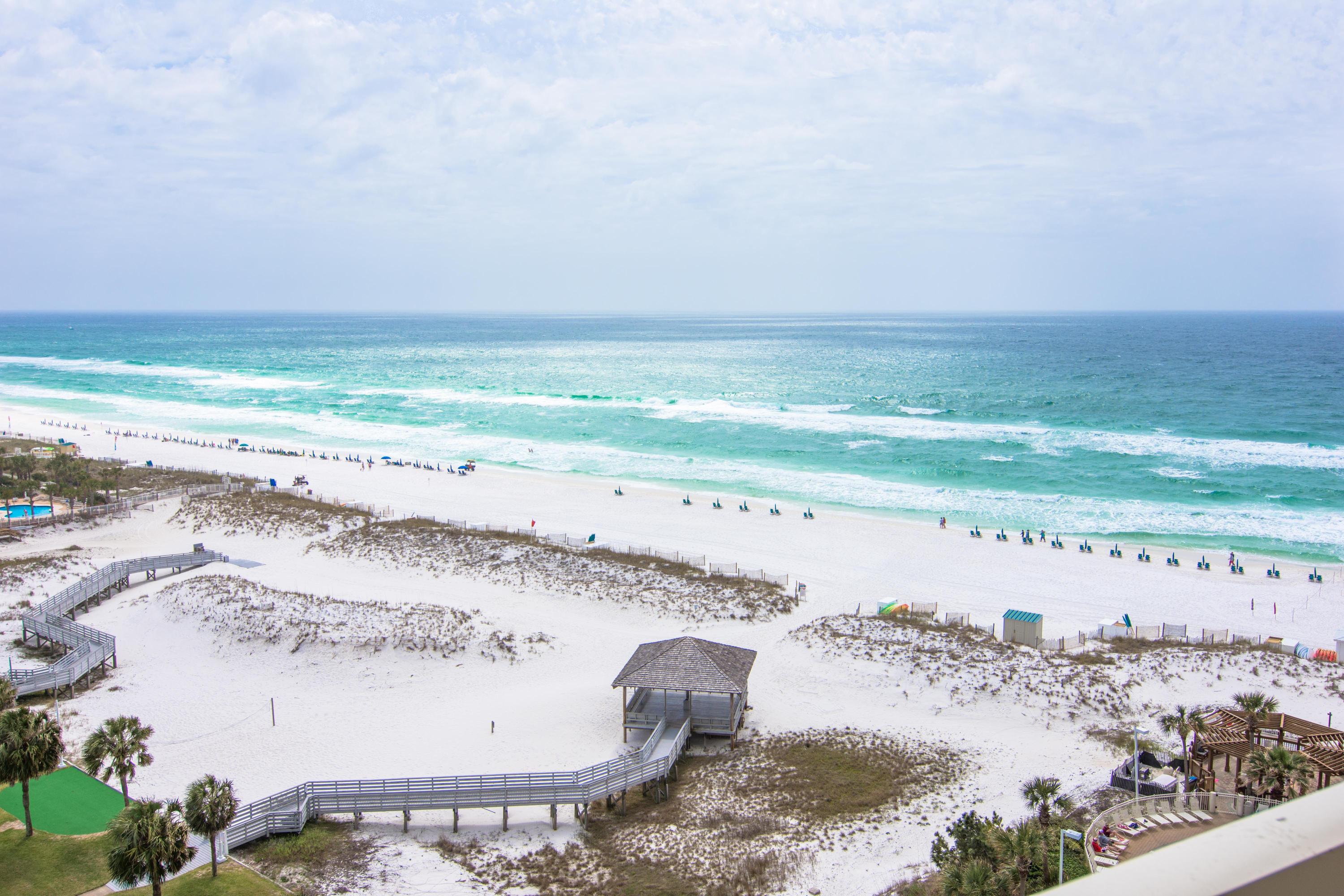 Seaside luxury with a toes-in-the-sand location on the famed beaches of Destin...which conjures up images of sun-splashed days of swimming, biking and relaxing. Revel in this super spacious 2 bedroom, 2 bath condo complete with a fully stocked kitchen, Gulf front Master Suite, large balcony and washer/dryer inside the condo. Stunning Gulf views and breezes from your large balcony. Ultra low association fees plus some of the best rental income on the beach! Conveys fully furnished and rental equipped. Centrally located to all the dining and entertainment Destin is famous for including spas, shopping, golf, fishing and more! Pelican Beach has amazing resort style amenities, including: three swimming pools (one indoor), tennis, huge sun deck, beachfront grill, state-of-the-art fitness center, on-site cafe, 24 hour reservation desk, convention/meeting services and covered parking garage!