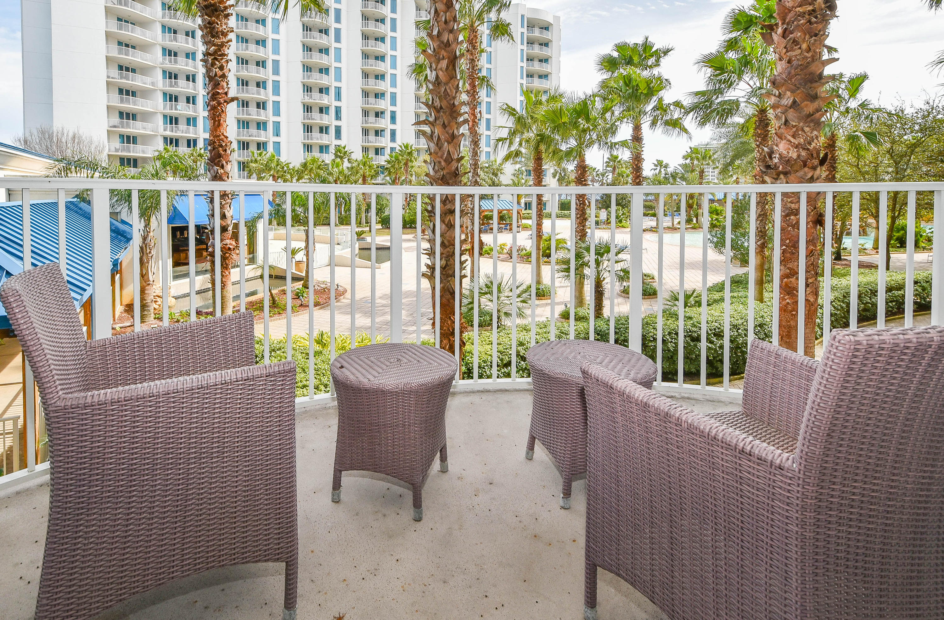 This 5th floor, junior two-bedroom condo offers views overlooking the pool area. It has an open concept living and dining area, as well as an expansive and inviting balcony just perfect for taking in the serenity of the pool. Enjoy the many onsite amenities, including a lushly landscaped pool area boasting Destin's largest lagoon pool with waterfall features, a kiddie pool, hot tub, and splash pad, as well as a playground, fitness center, and tennis and basketball courts. Want your toes in the sand? The resort offers complimentary shuttle service to the beach for you to enjoy Destin's world famous sugar-white sand and emerald-colored water beaches. Shuttle service takes you to the June White Decker Public Beach access which is just minutes away.