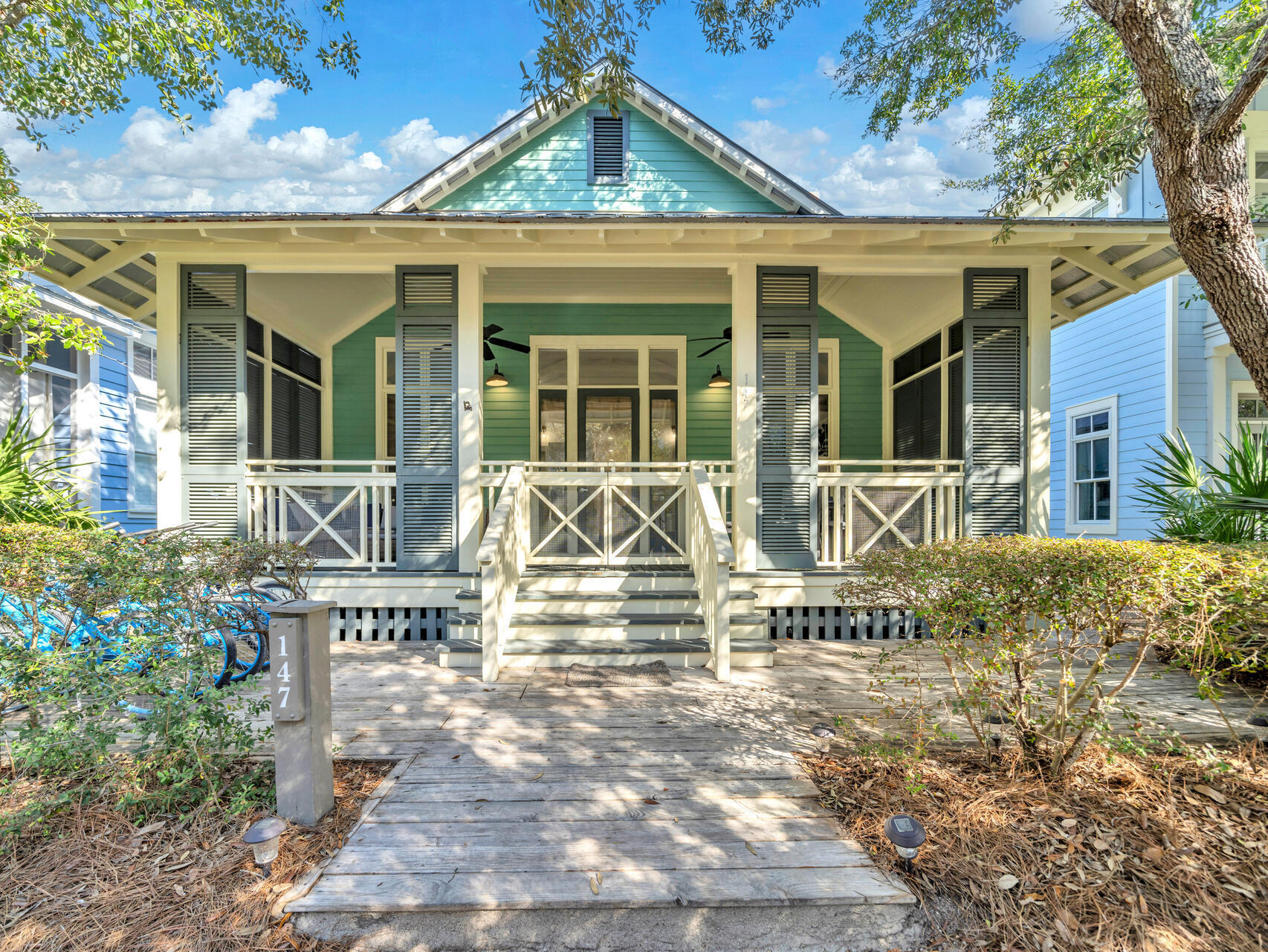 Do Not Contact Seller!...Seller has decided to pause marketing of the property at this time. Welcome to 147 Silver Laurel Way, an exquisite Florida cottage situated in the highly desirable Phase 1 of the WaterColor community. This beautifully renovated home features three spacious bedrooms and three modern bathrooms within 1,680 square feet of beautiful living space all on one floor. With its recent renovation in December 2021, this turn-key property seamlessly blends coastal charm with contemporary design for your second home or investment property. As you enter, you'll be greeted by an inviting atmosphere enhanced by soaring beamed ceilings and stylish finishes throughout. The heart of the home boasts a stunning gourmet kitchen equipped with top-of-the-line appliances and