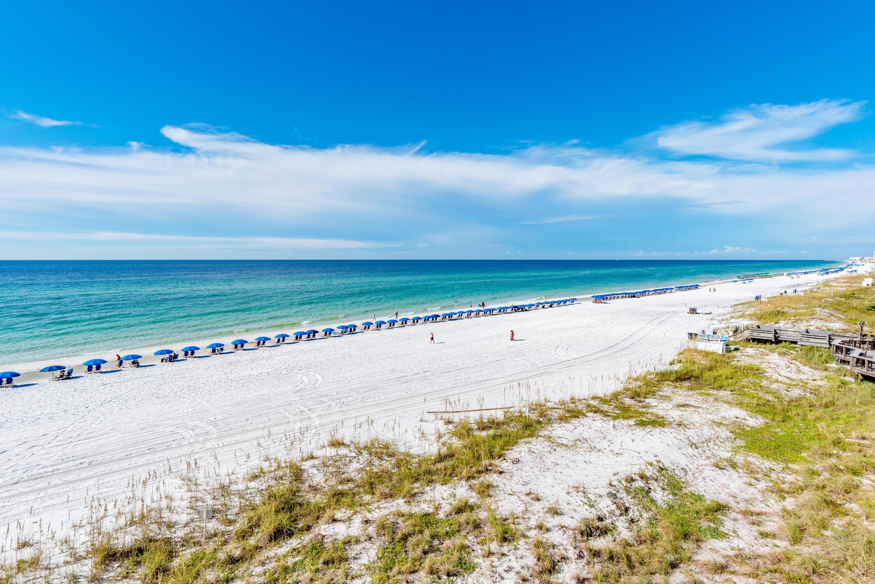 Located in the gorgeous building of Gulfgate Condominiums, this 2 bed 2 bath boasts expansive Gulf views from every window! Spacious kitchen featuring granite countertops and extra large breakfast bar. Updated flooring and furniture through out. Master bedroom includes floor to ceiling windows overlooking the white sand beaches and gulf. Large balcony allows for great entertaining space! Condominium features workout facility and family friendly pool over looking the water. Luxury living at the beach!

Buyer to verify all information and dimensions. Information is deemed reliable but not guaranteed.