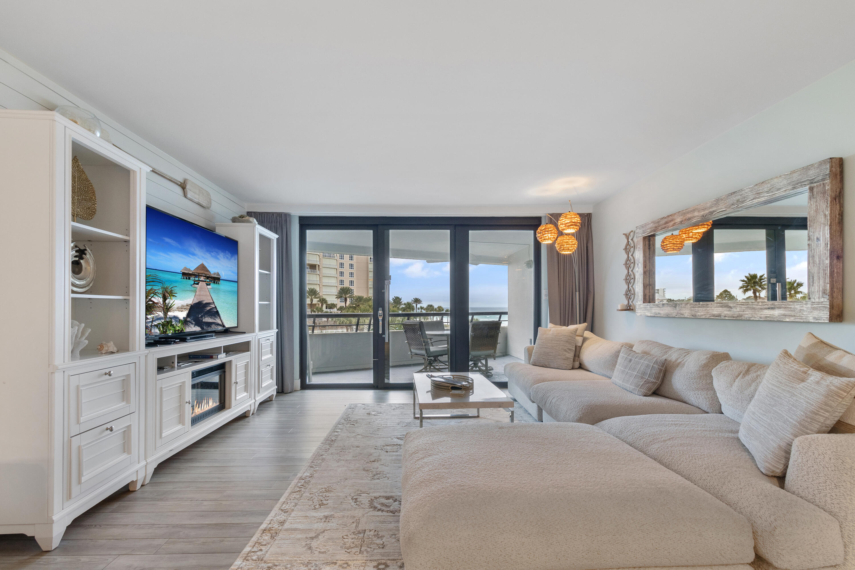 With stunning Gulf views, a flexible bedroom layout, a spacious balcony, and resort amenities including pools, a fitness center, playground, and a tiki bar and grill, this condo delivers a true vacation lifestyle. The unit has been extensively updated over the past few years with a new water heater, kitchen appliances, quartz countertops, built-in bunk beds, new TVs, and multiple thoughtful upgrades throughout (see documents for the full renovation list). The open-concept living area flows seamlessly from the expansive balcony into the freshly painted kitchen, creating a bright, inviting space ideal for entertaining or unwinding after a day at the beach. Whether you're seeking a turnkey second home or a high-performing short-term rental, this property checks every box.