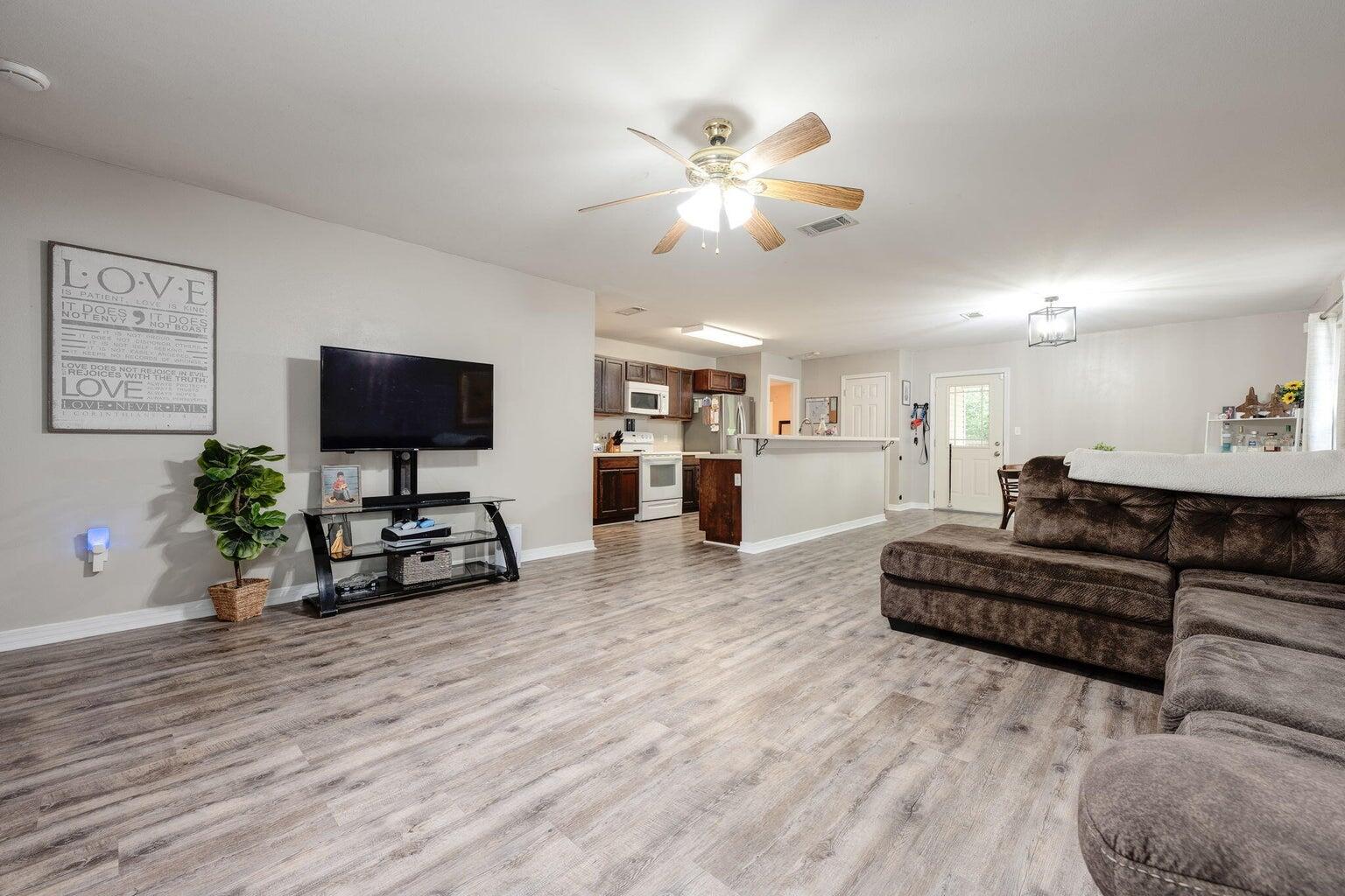 $500 off First months rent if moved in by July 15! 

This pet-friendly rental offers comfort and convenience with new hard floors in the main living area and like-new carpet in the bedrooms. You'll love the open kitchen that flows seamlessly into a spacious living room, perfect for entertaining or relaxing after a long day. Step outside to enjoy the covered back patio, fenced backyard, and a shed for extra storage.

Centrally located—just 30 minutes to Eglin, 20 minutes to Duke, and 10 minutes to the interstate—this home offers easy access for commuters and adventurers alike.