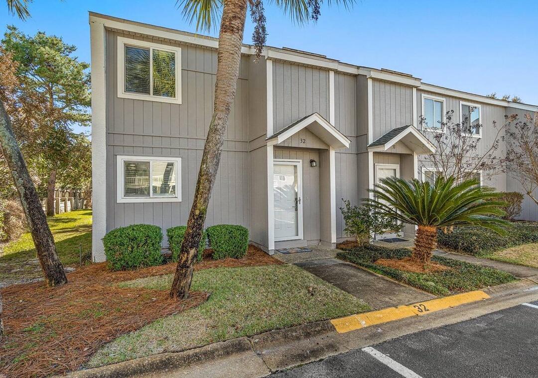 Welcome to South Bay by the Gulf. Check out this beautifully maintained end unit townhome in the South Bay by the Gulf community in the heart of Destin, Florida. This 1,289 sq ft townhome is 3-bedroom, 2.5-bath unit offers an ideal opportunity as a full-time or second home, or short-term vacation rental. It is being sold FULLY FURNISHED. Positioned on 14 acres, this family-friendly community  stretches from Highway 98 to the Gulf. Enjoy 300 feet of private, deep white sand beach along a low-density shoreline. Enjoy the many resort style amenities of South Bay including: 2 pools, 2 kiddie pools, 5 acre fresh water lake, lighted tennis/pickleball courts, shuffle board courts, beach side volley ball, BBQ grilling area and lush grounds made for walking and enjoying the Florida wildlife!